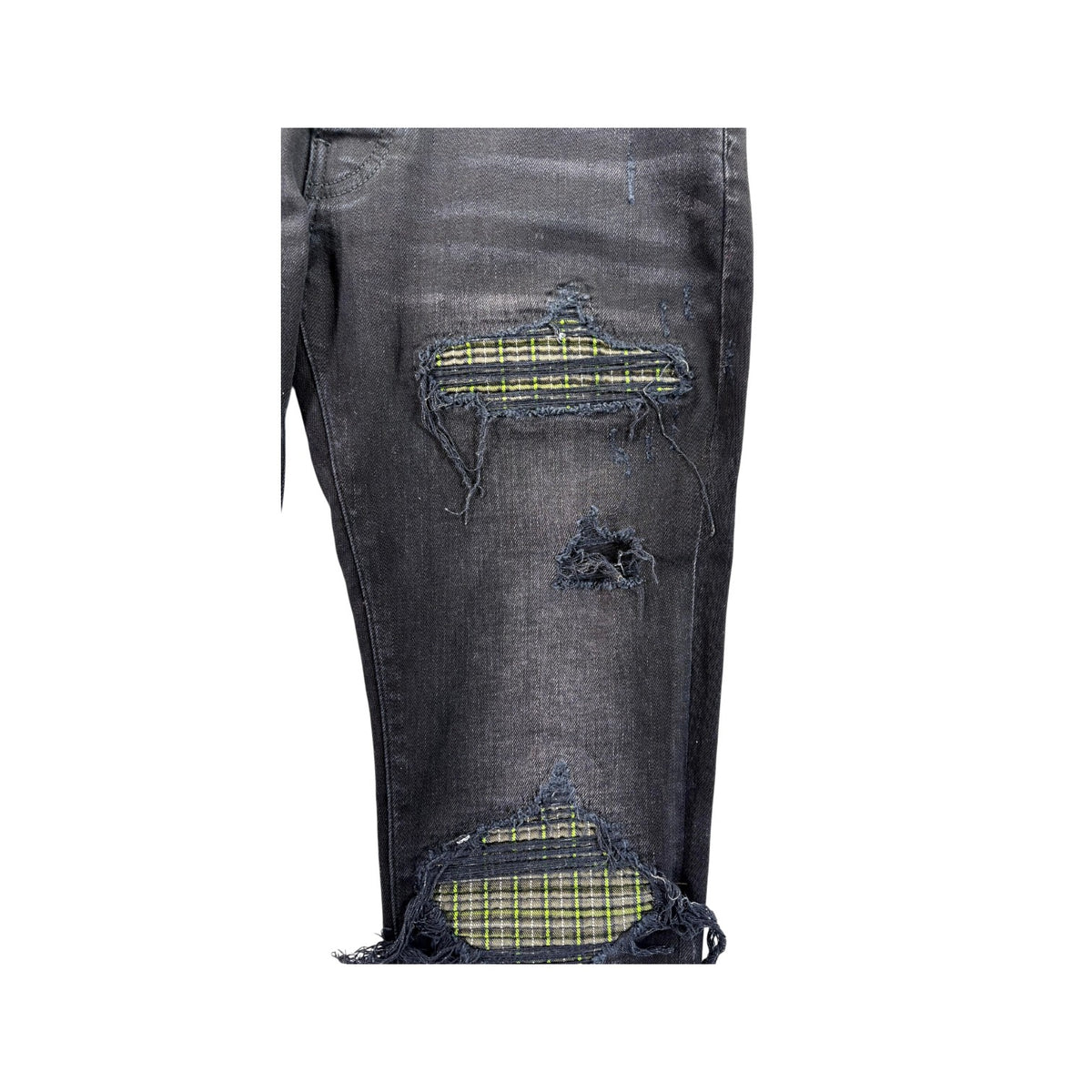 Amiri "MX1" Plaid Patch Black, Olive & Green Jeans