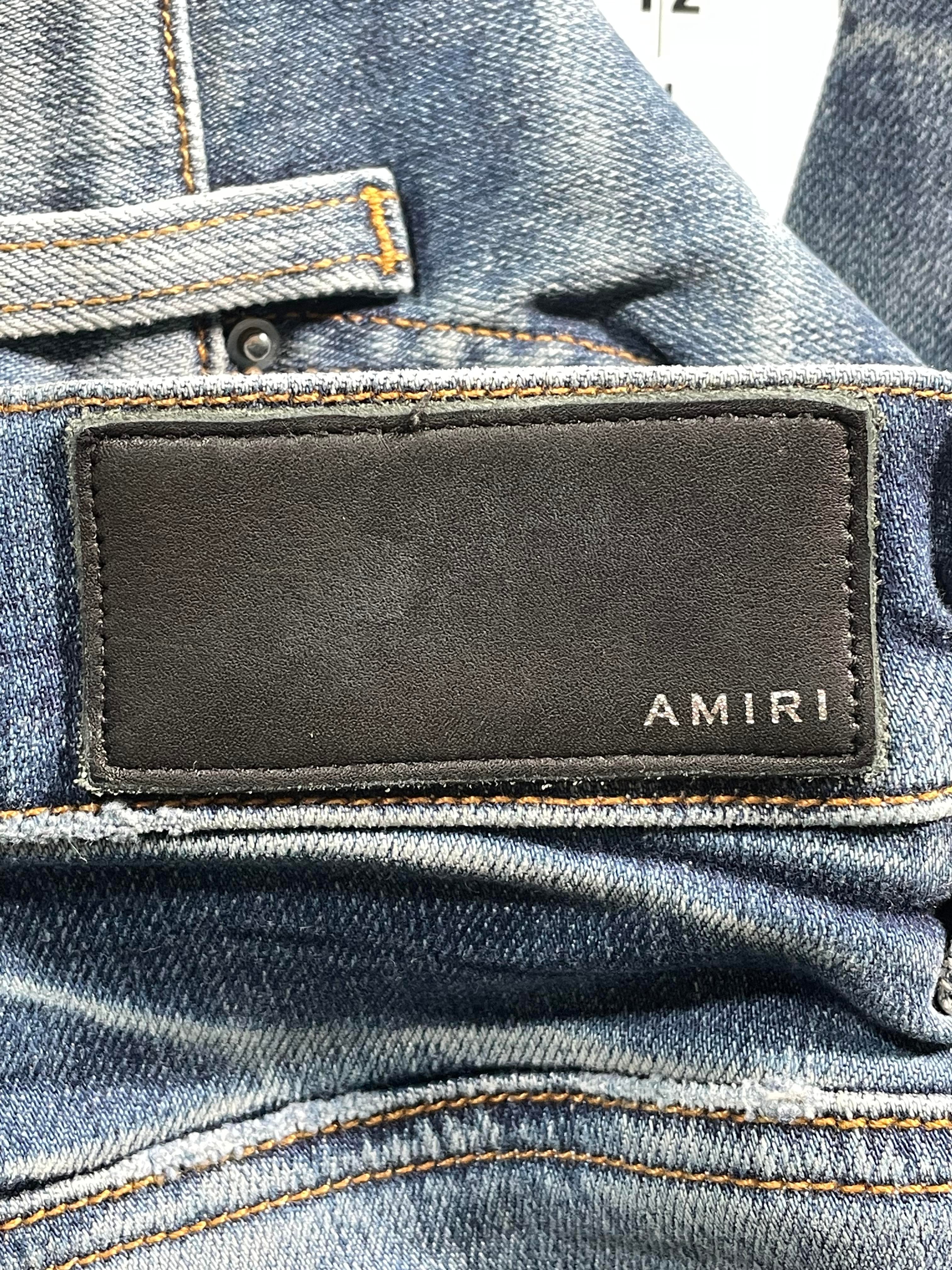 Amiri Varsity Logo Dark Wash Jeans