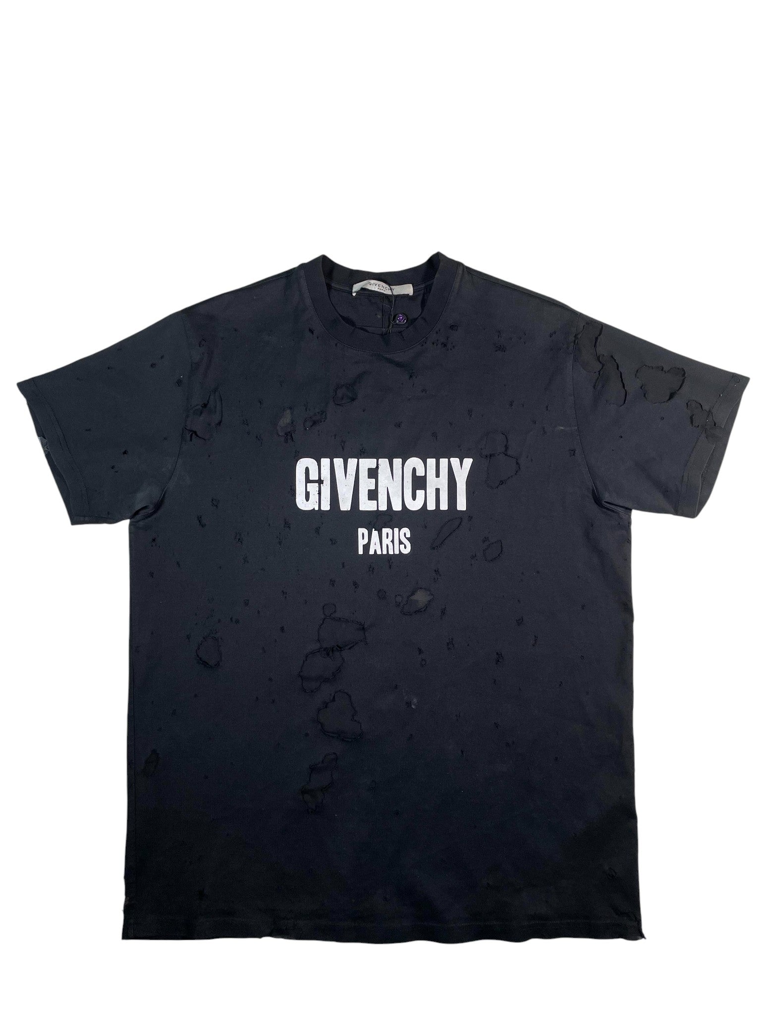 Givenchy Paris Distress Black Tee