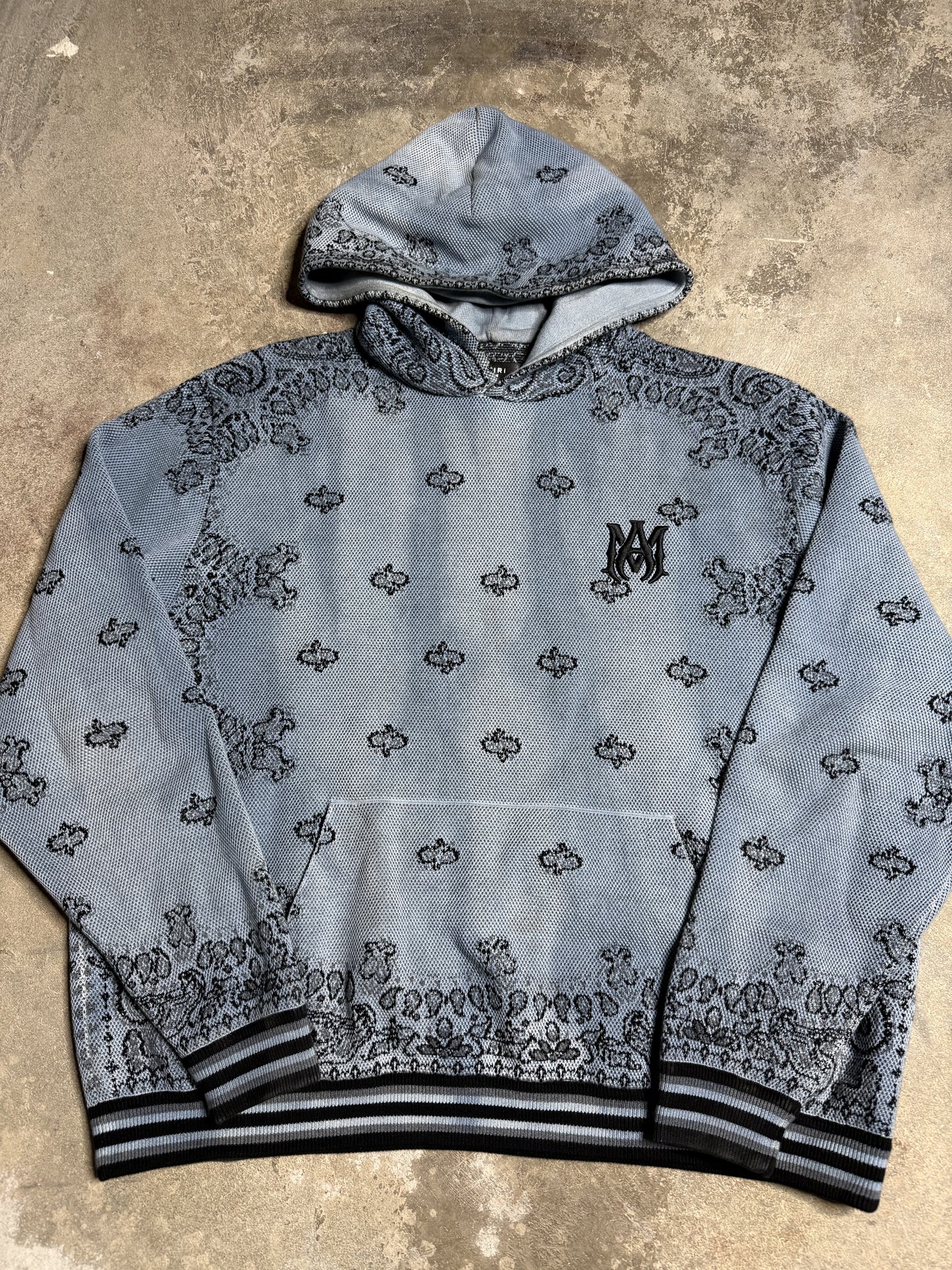 Amiri Knit Paisley Hoodie Baby Blue XL Used