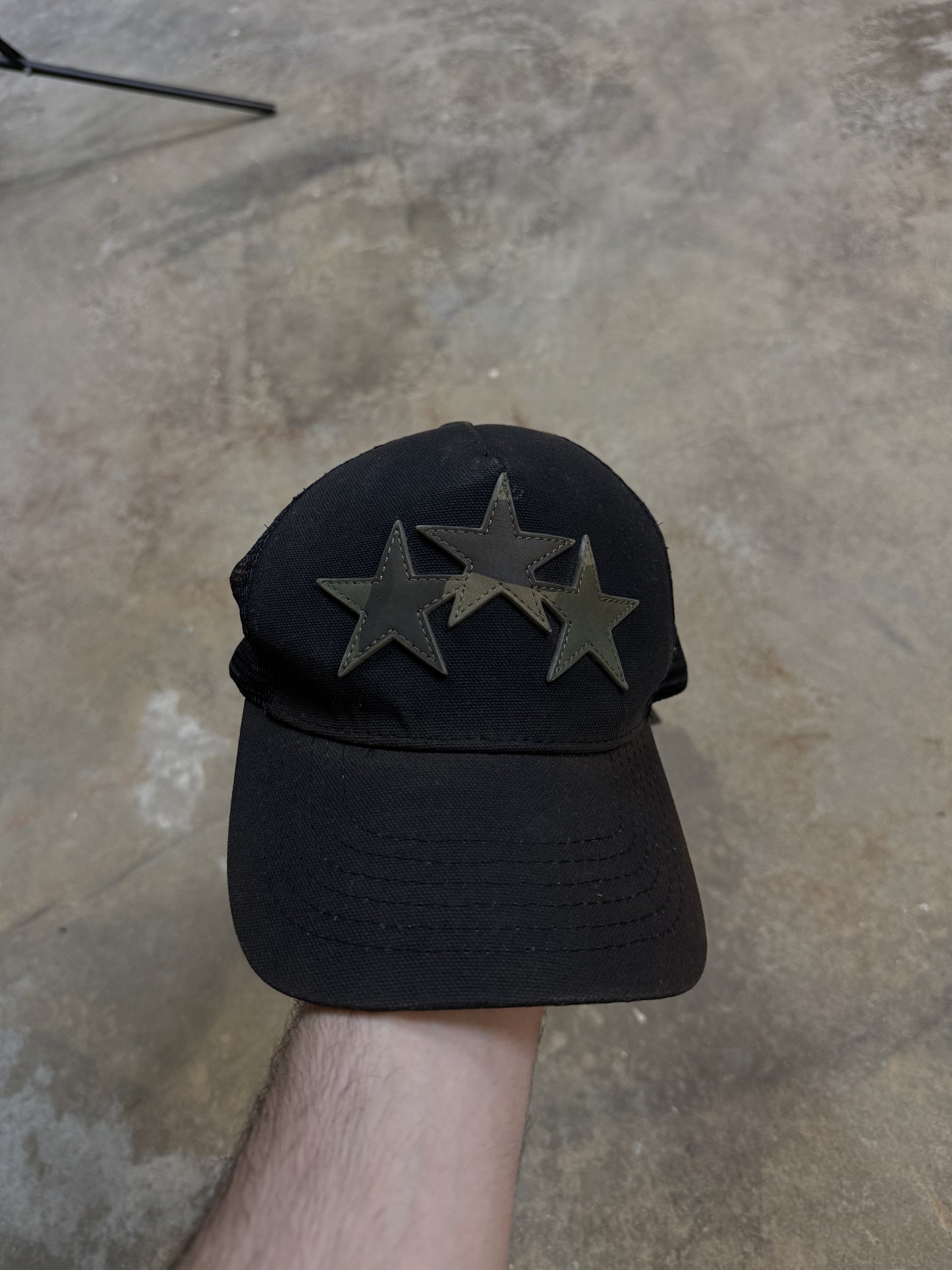 Amiri 3 Star Hat Black Camo Used OSFM