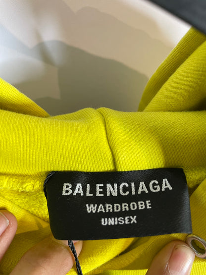 Balenciaga Classic Logo Hoodie Yellow Used Small