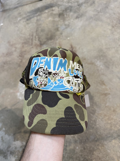 Kapital Blue Green Camo Trucker Hat