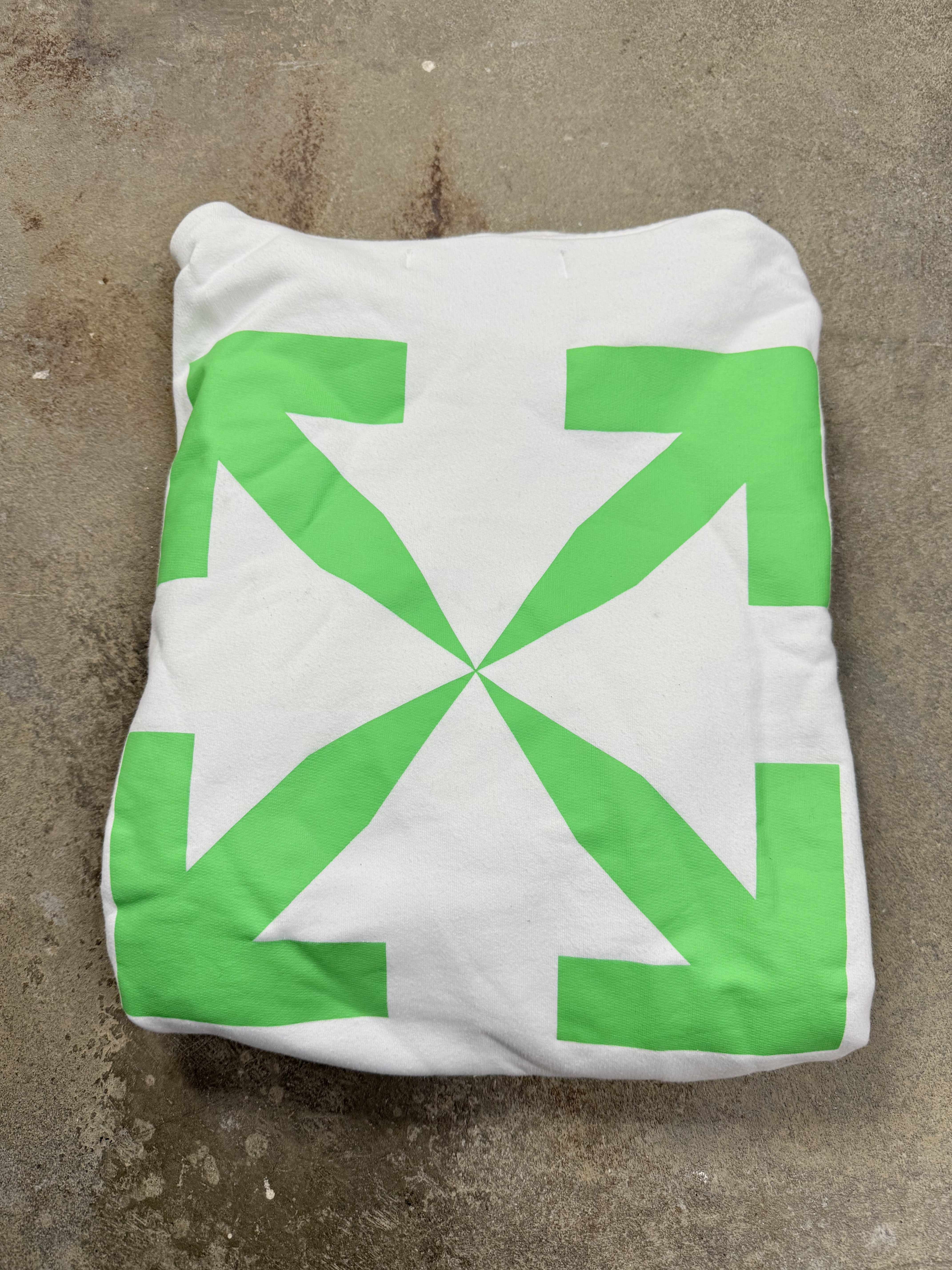 Off White Hoodie White Green Girl Used Medium