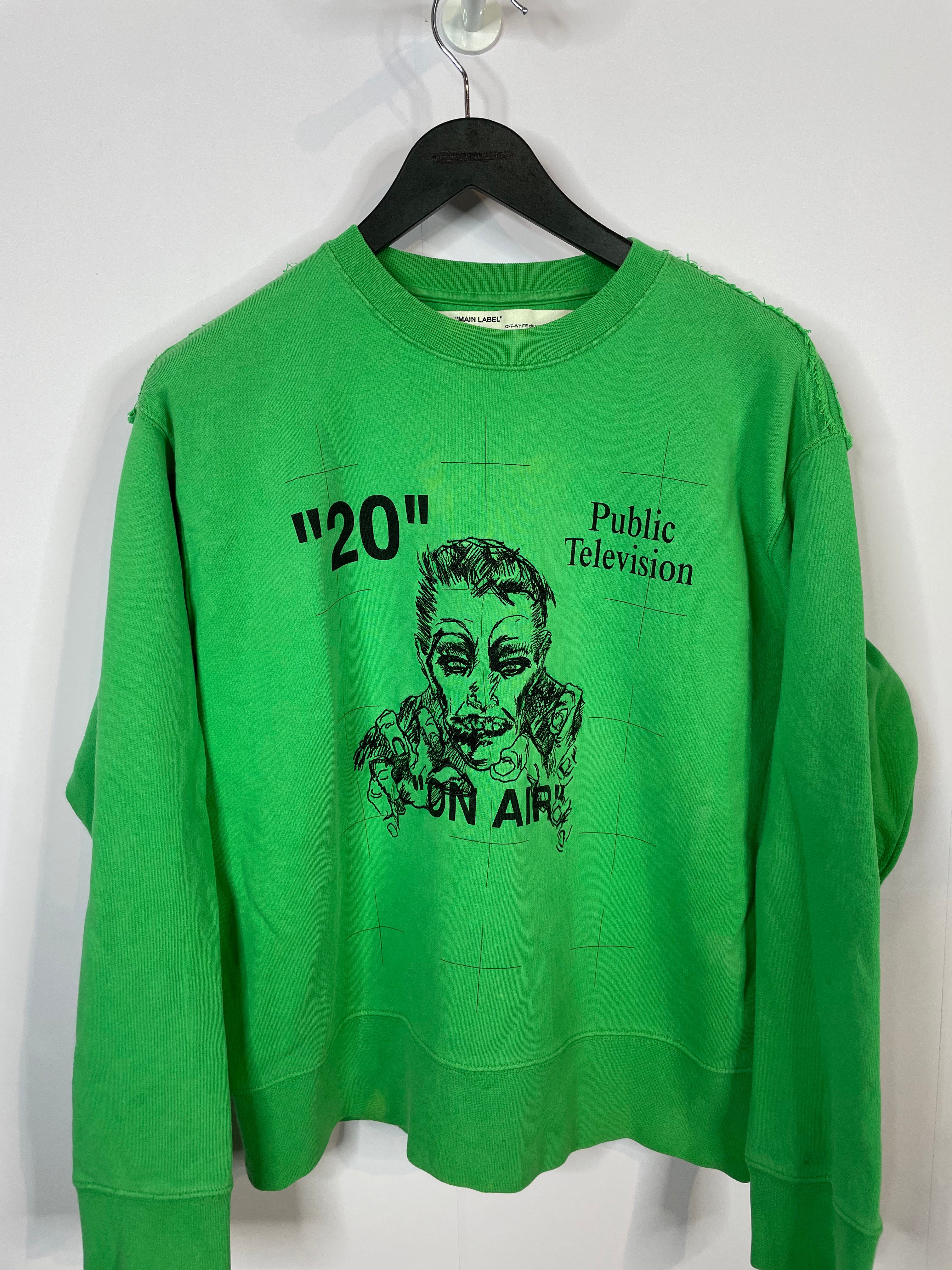 Off White Public TV Crewneck Green Used XS
