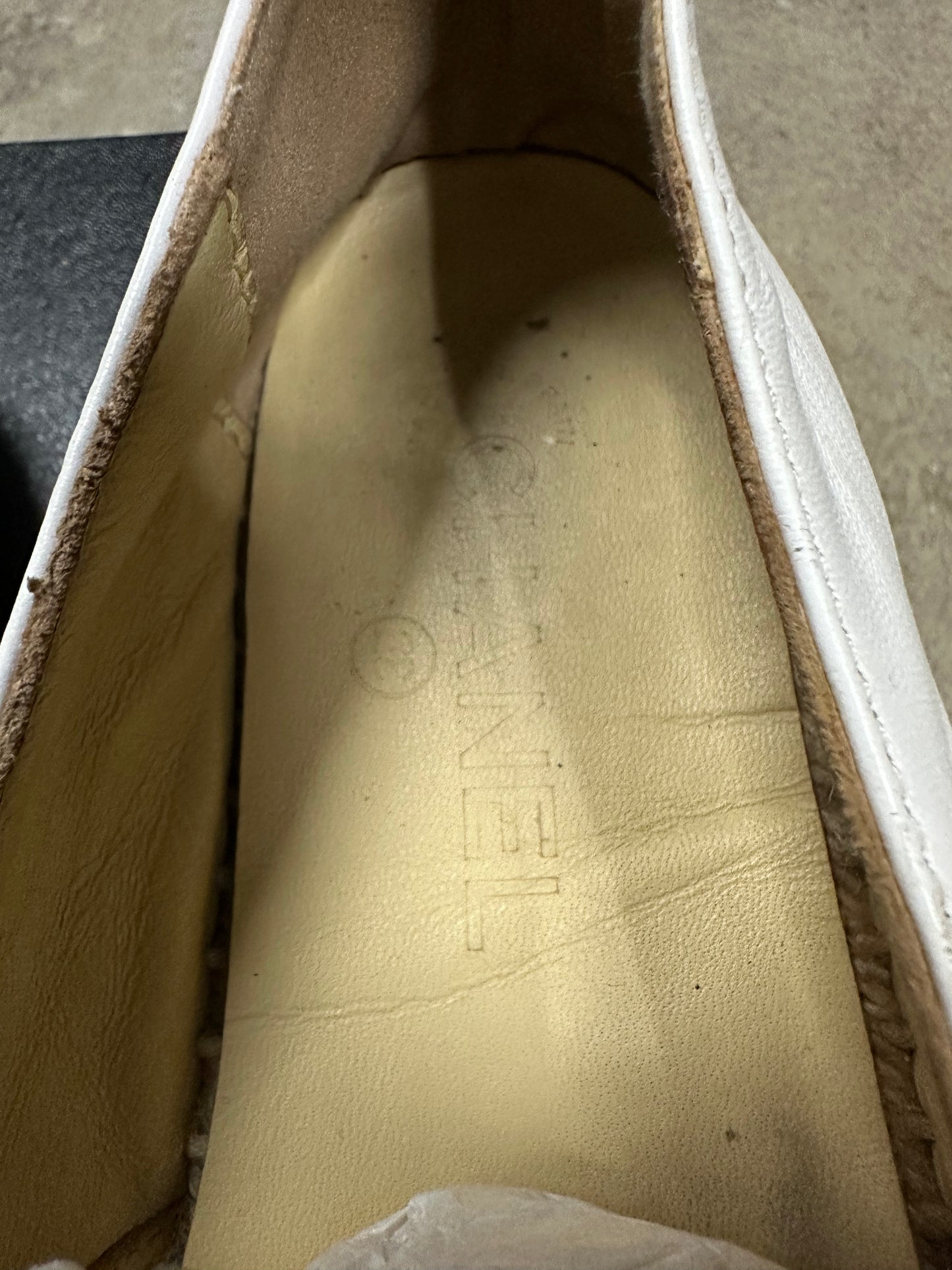 Chanel Espadrilles White Gum Used 38 (US 6) With Box