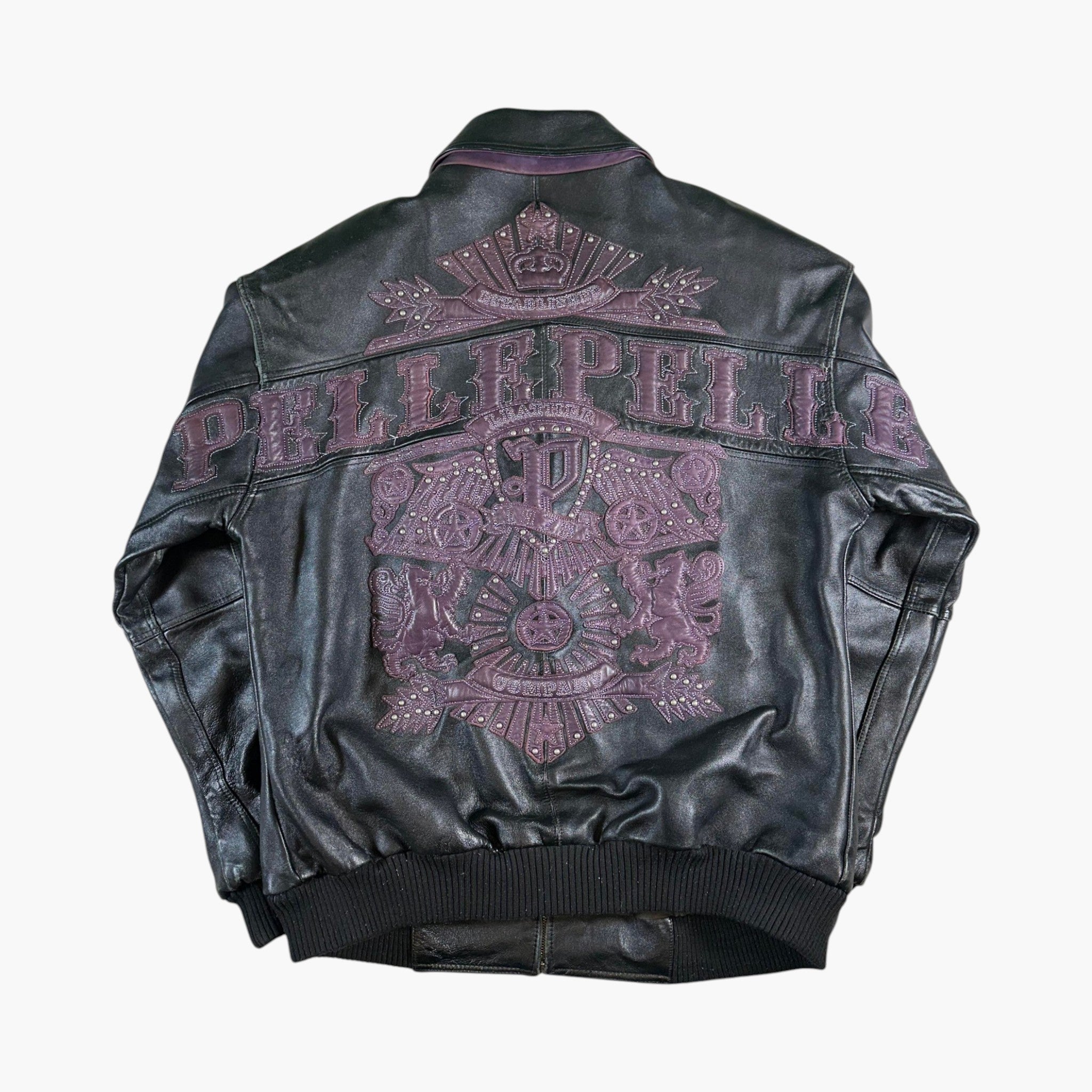 Avirex Studded Varsity Black & Purple Jacket