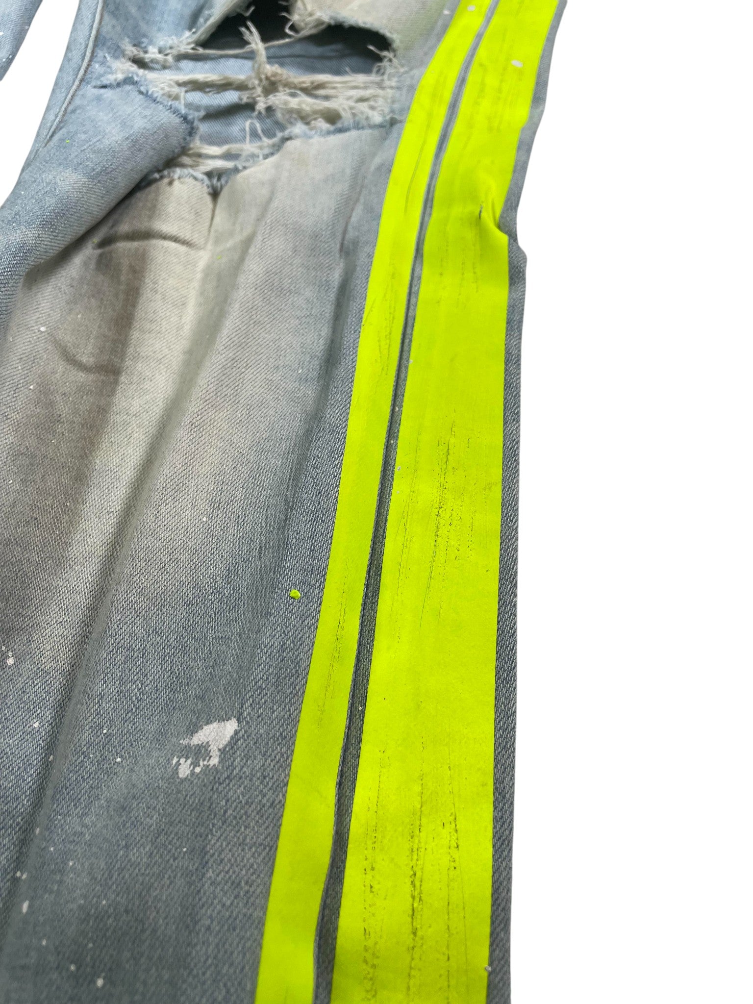 Amiri  Neon Splatter Stripe Light Wash Jeans