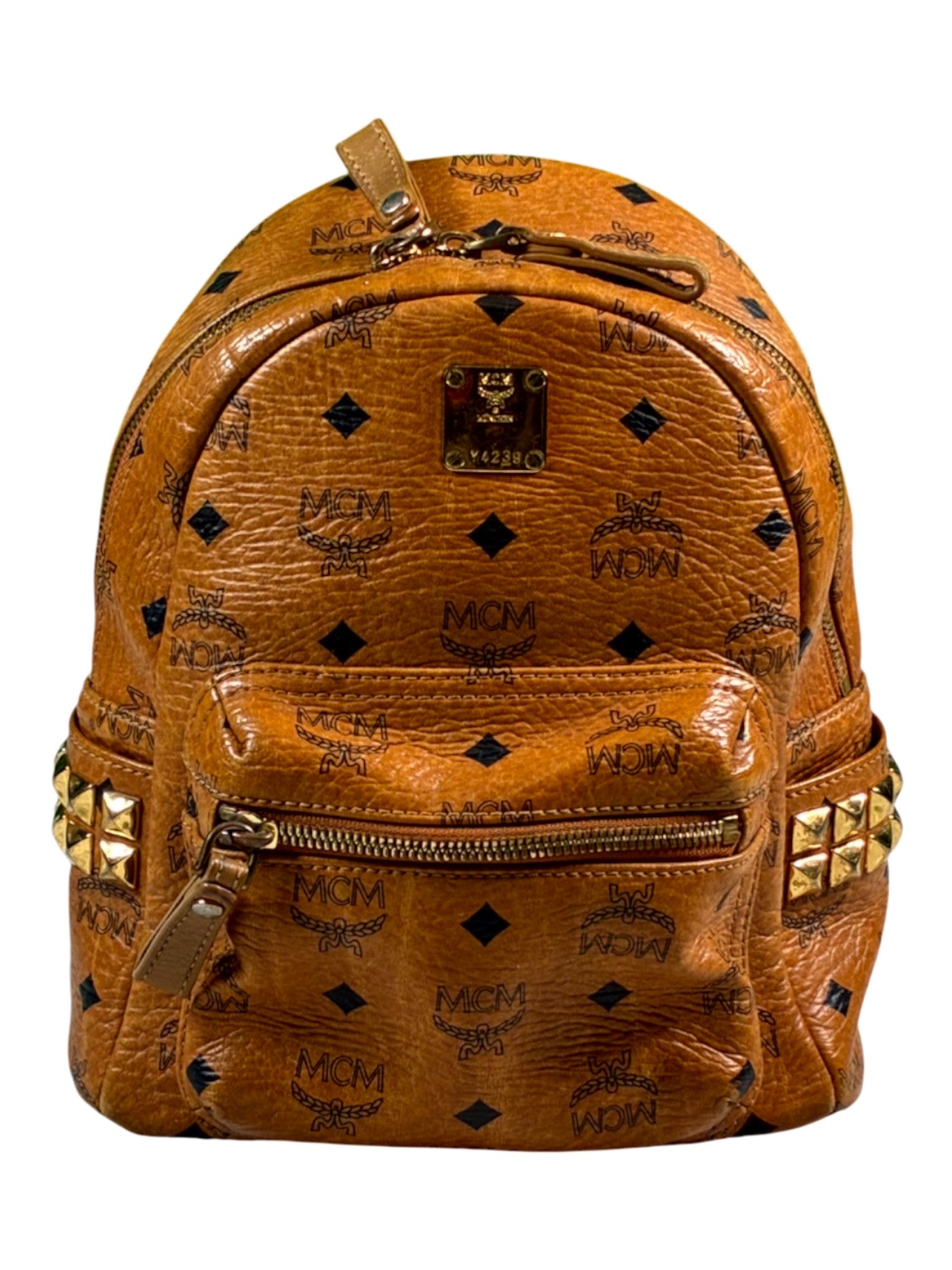 MCM All Over Monogram Brown Book Bag