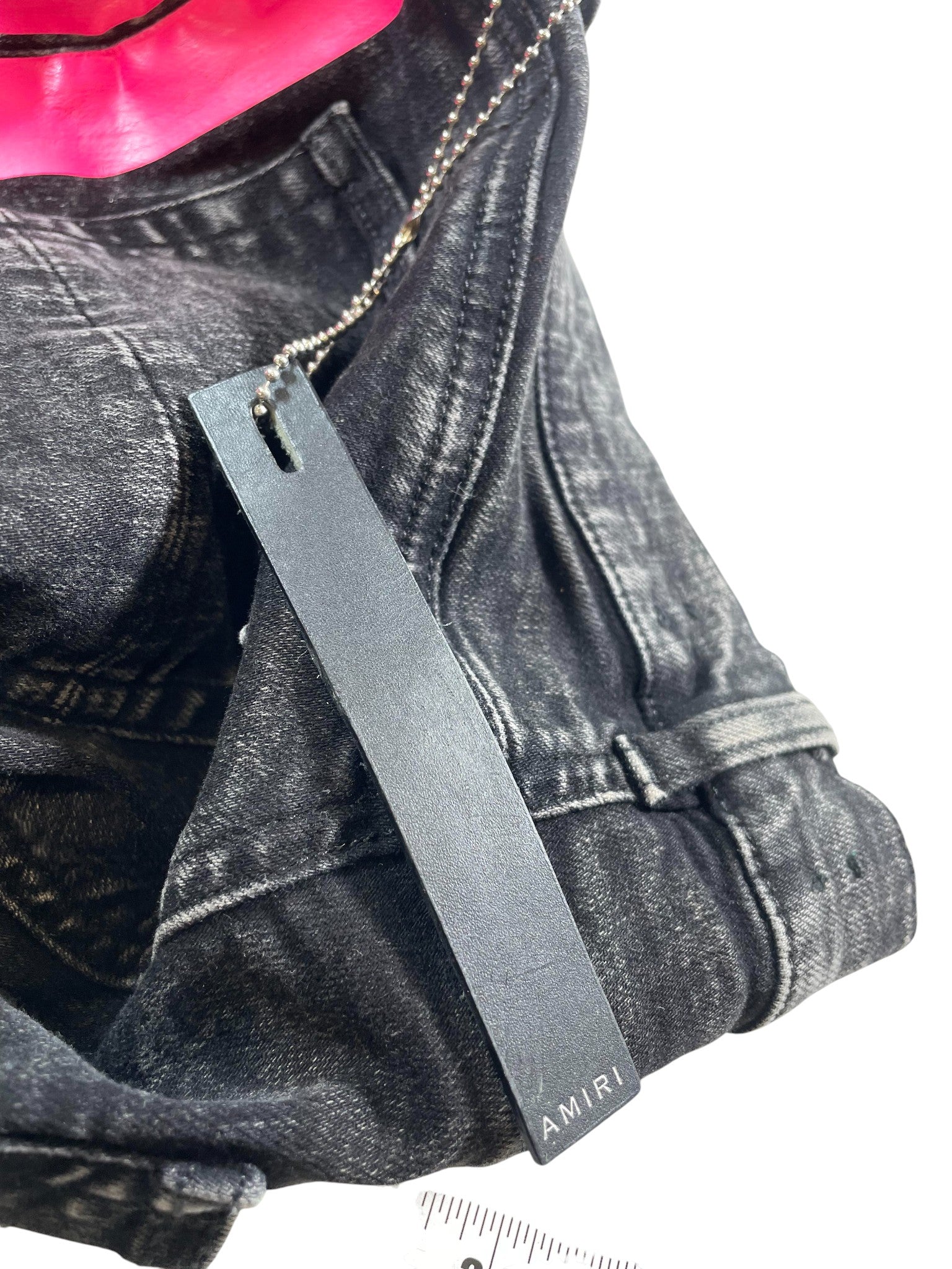 Amiri Pink Stripe Black Wash Jeans