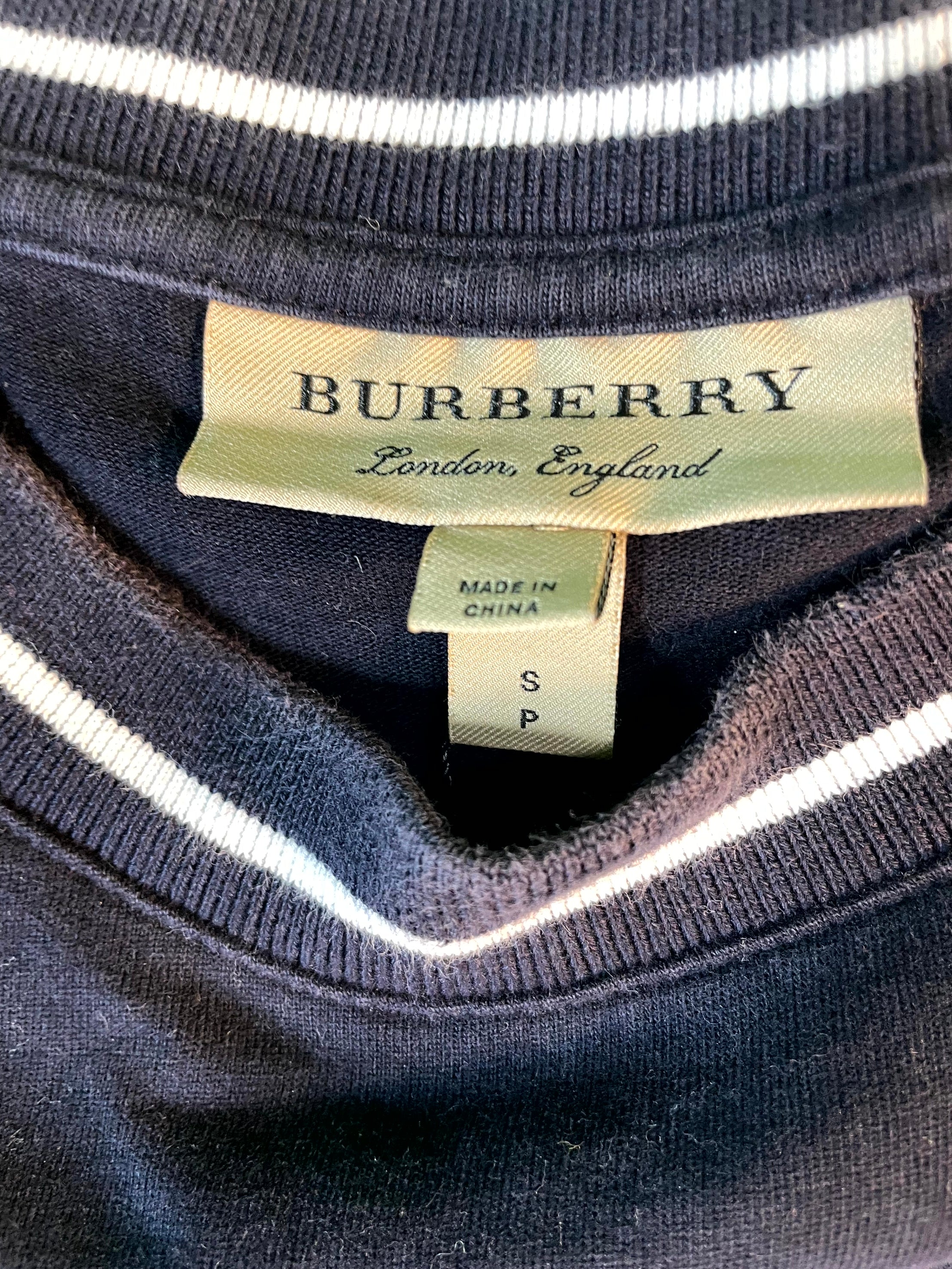 Burberry Shoulder Logo Navy & White Tee
