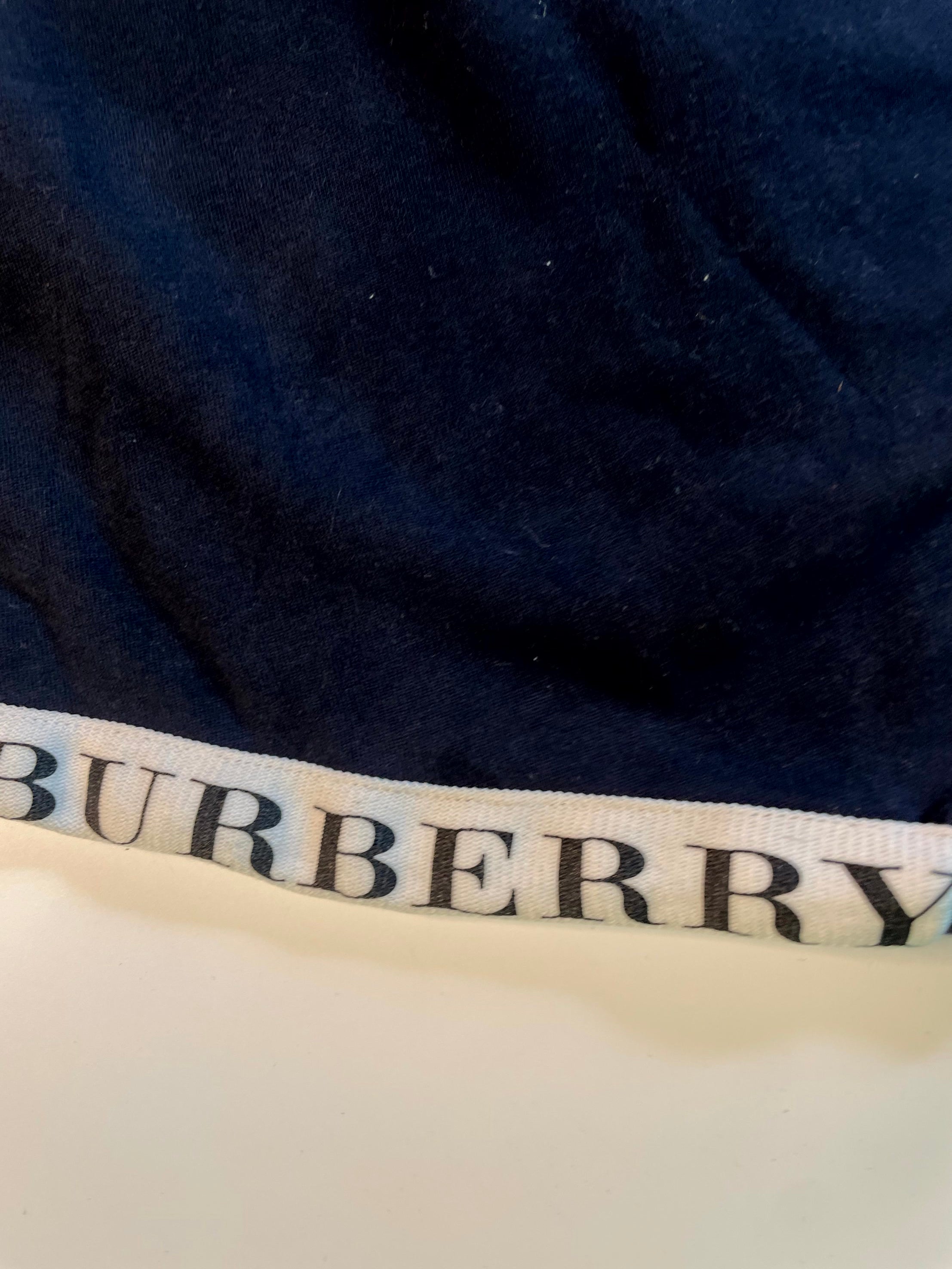 Burberry Shoulder Logo Navy & White Tee