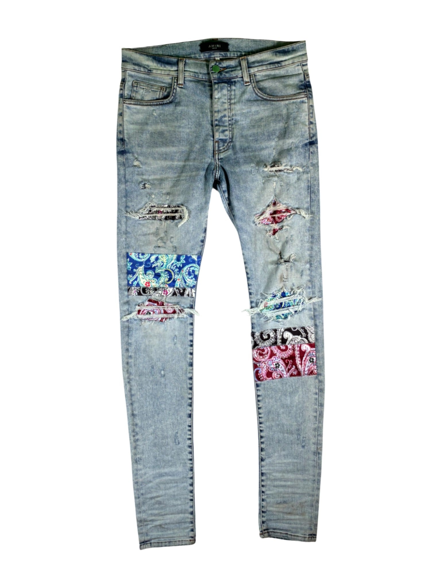Amiri Art Patch Thrasher Light Wash Jeans