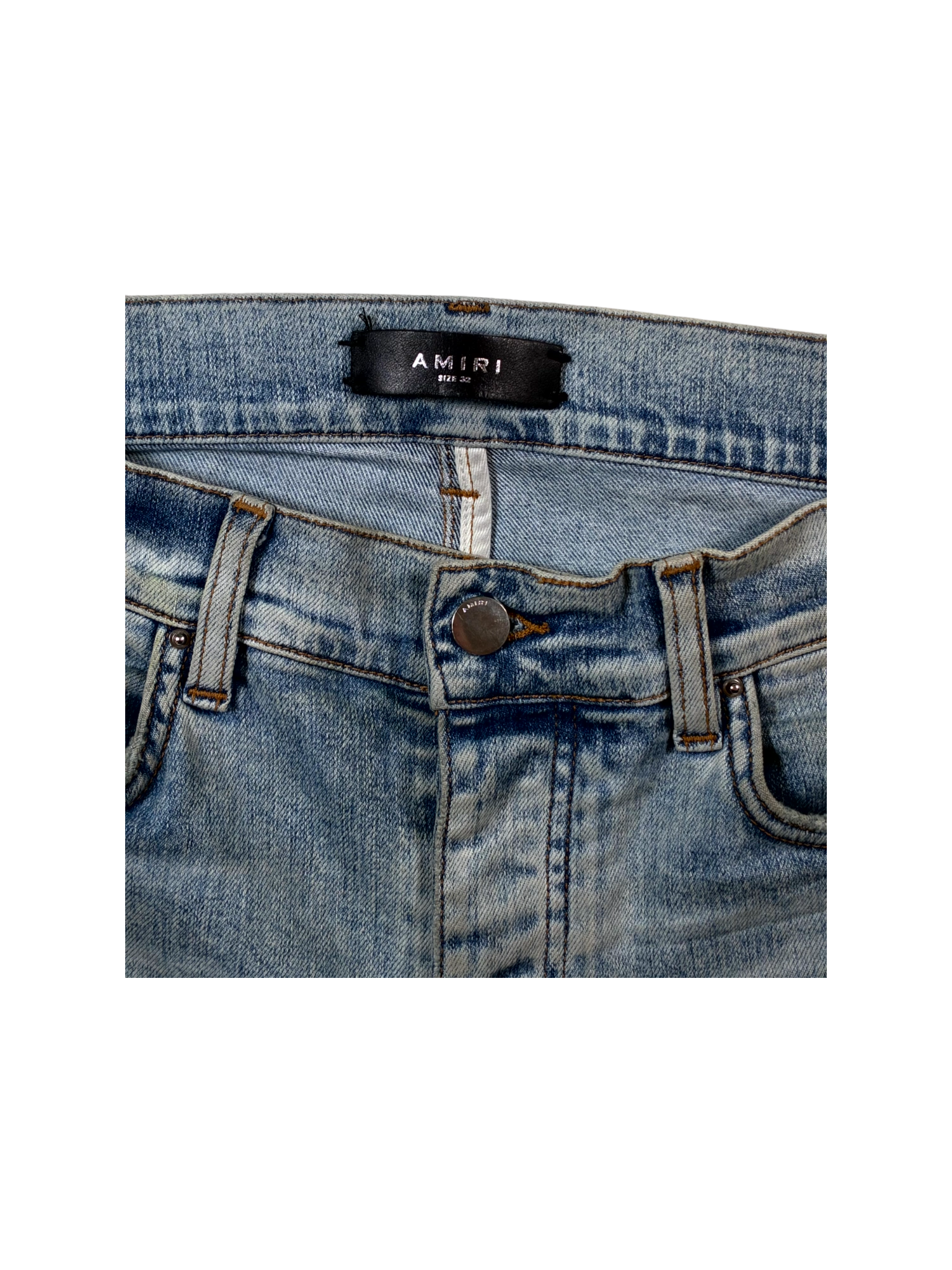 Amiri Art Patch Thrasher Light Wash Jeans