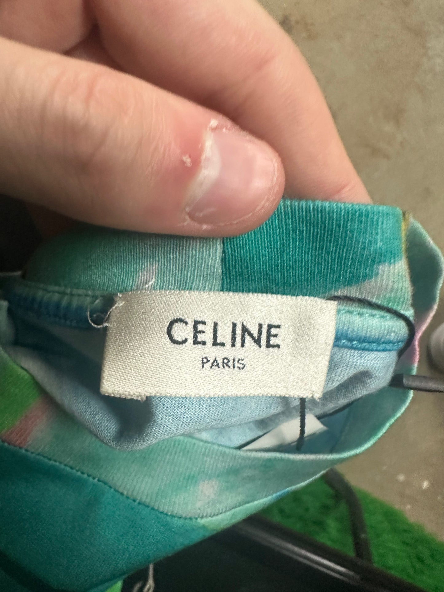 Celine Tropical Tee Blue Multi Used Small