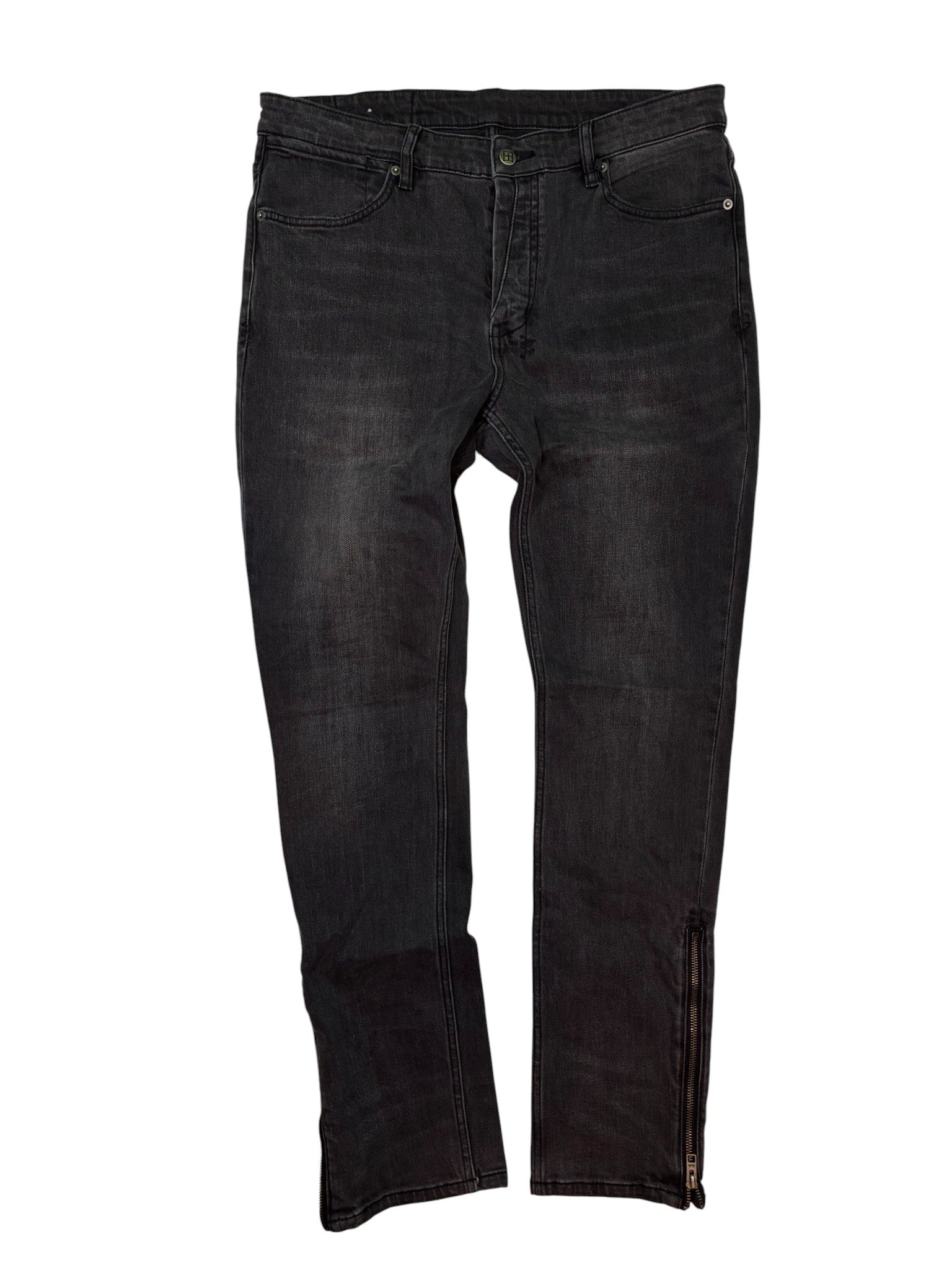 Ksubi Black Wash Orange Zip Flare Jeans