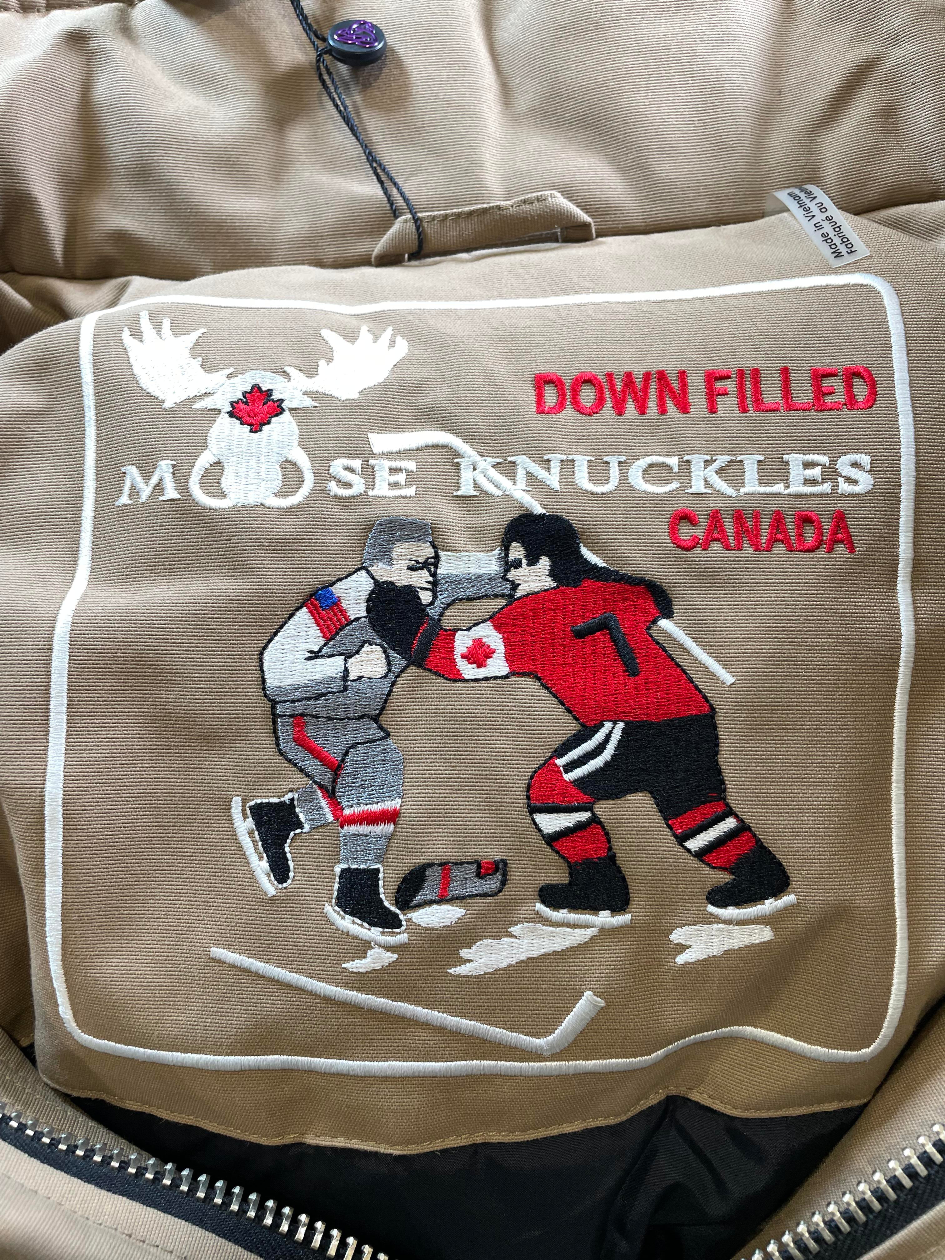 Moose Knuckles 3Q Black Fur Tan Bomber Jacket