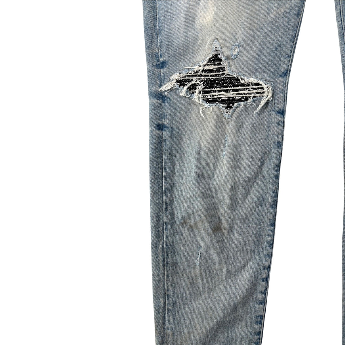 Amiri "MX1" Paisley Patch Light Wash & Black Jeans