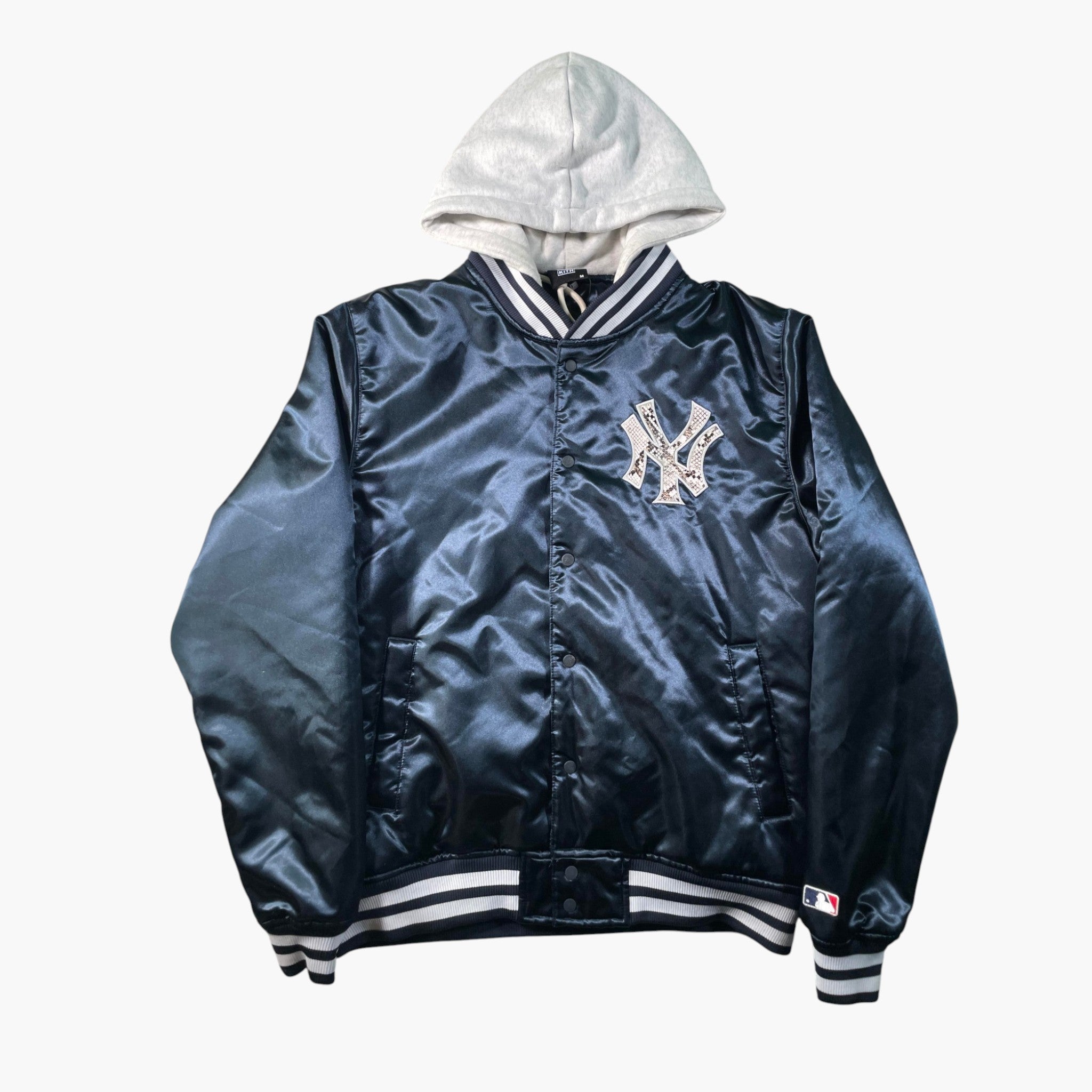 Kith Yankee Snakeskin Navy Satin Bomber Jacket