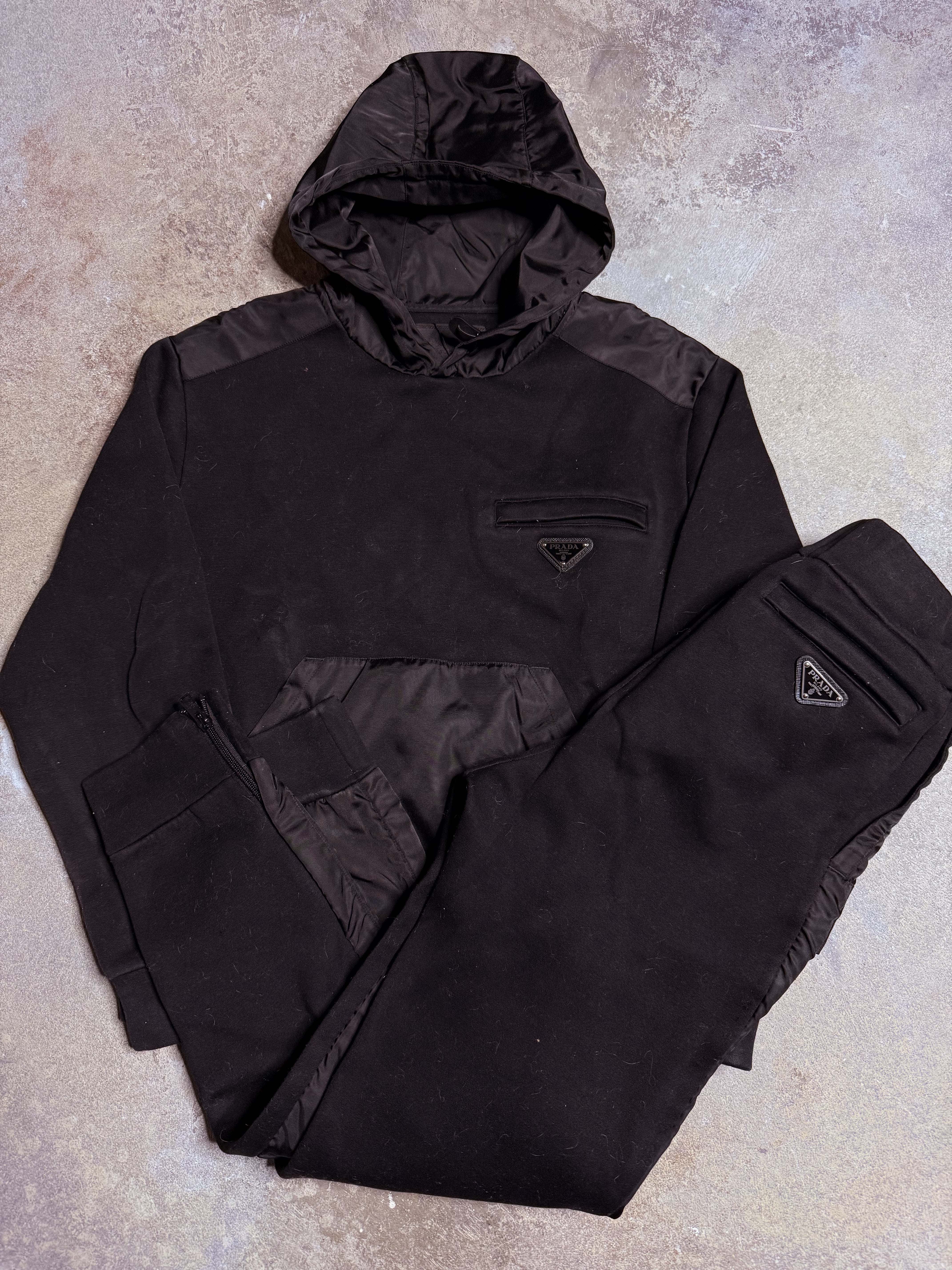 Prada Sweatsuit Black Nylon Used Medium