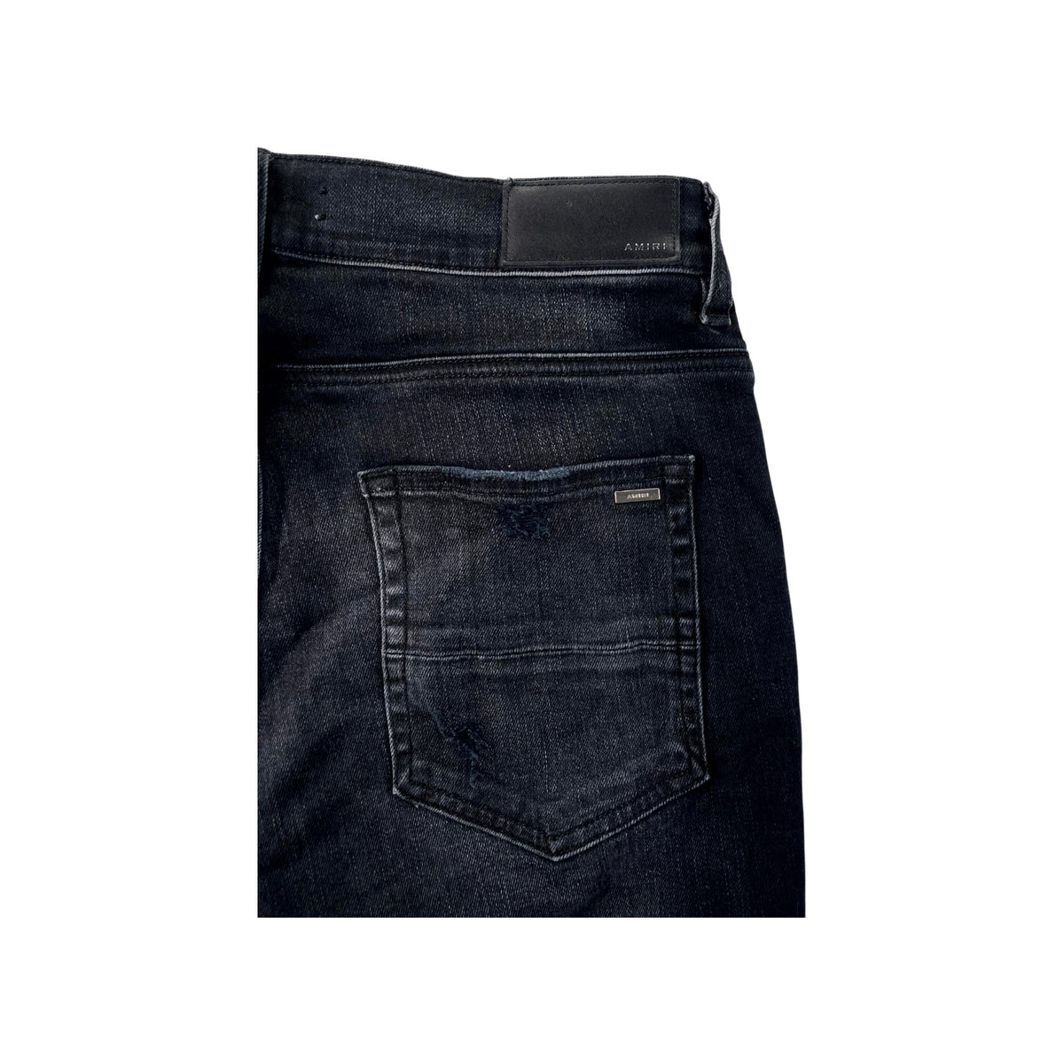 Amiri MX1 Black Plaid Patch Black Wash & Blue Jeans