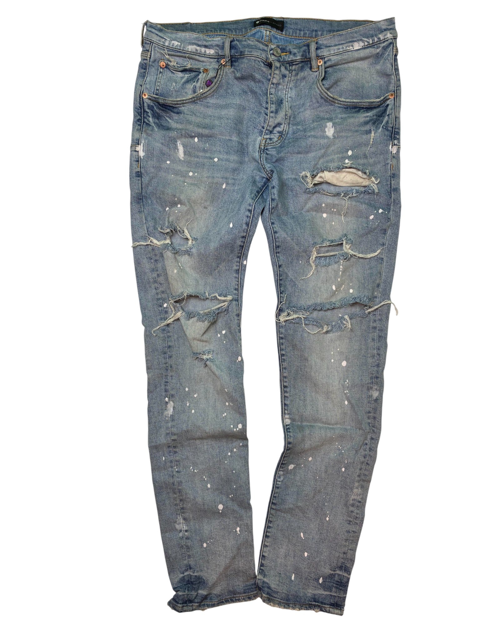 Purple Brand Paint Splatter Light Wash Jeans