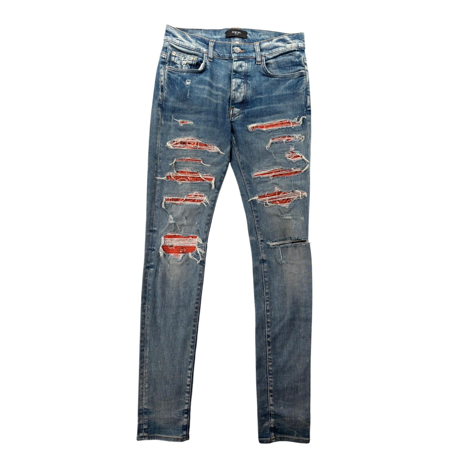 Amiri Bandana Thrasher Light Wash & Orange Jeans