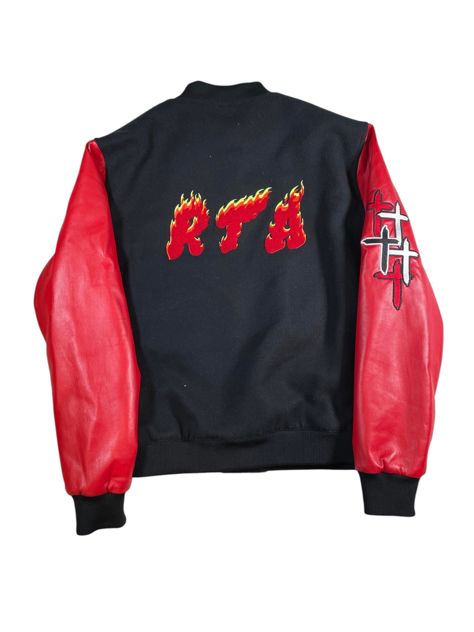 RTA Flames Black & Red Varsity Jacket