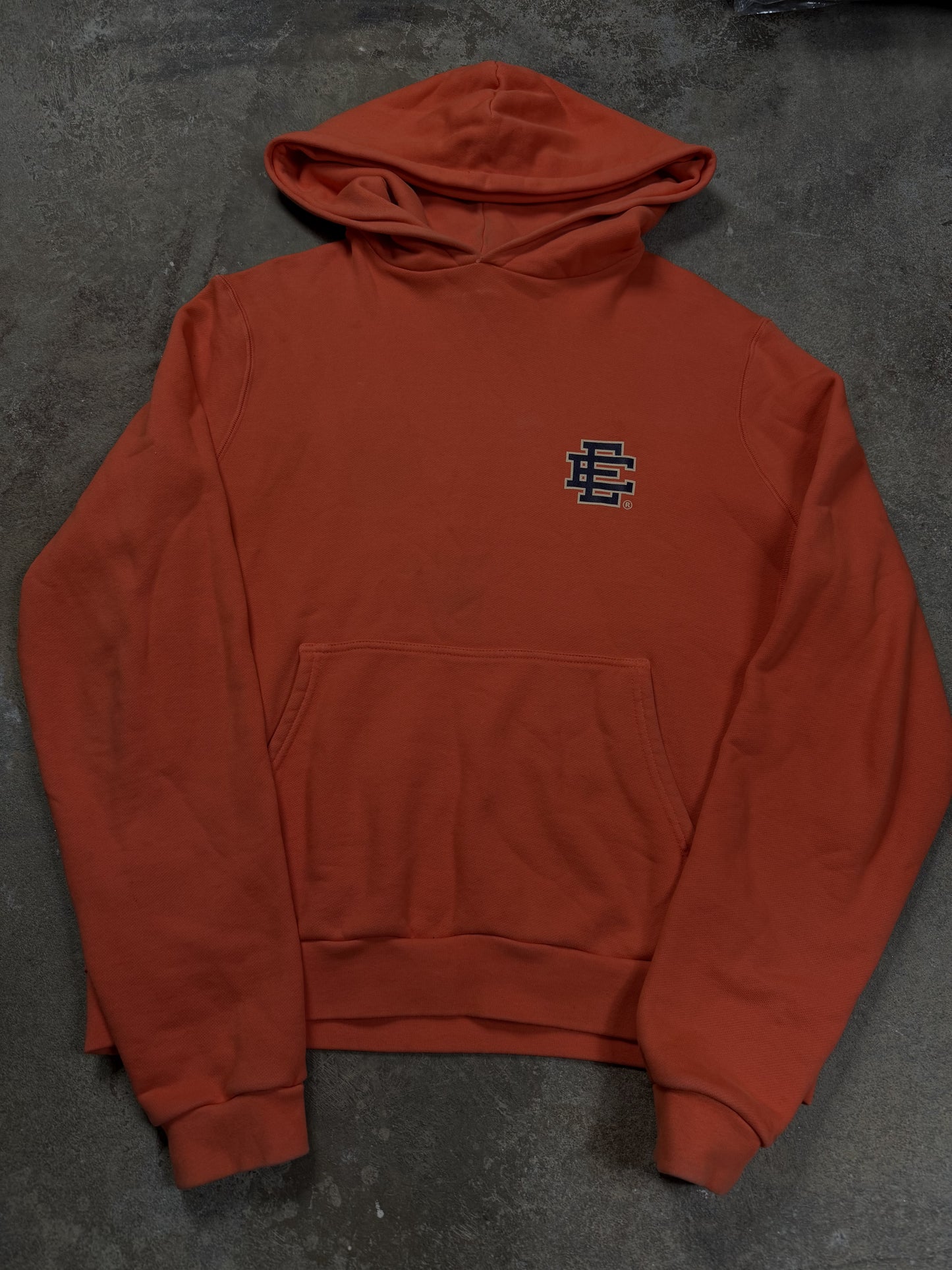 EE Hoodie Orange Navy Used Large