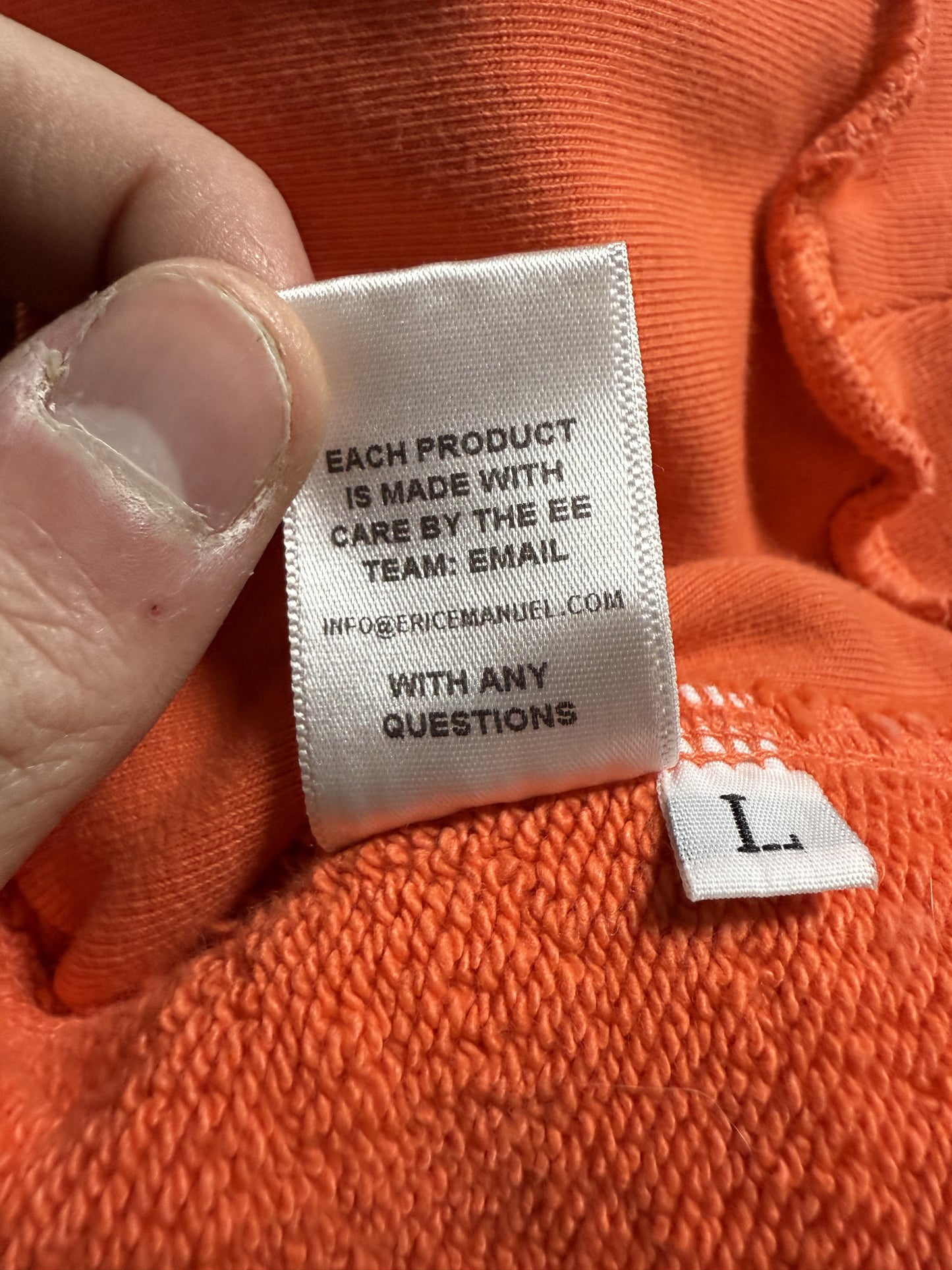 EE Hoodie Orange Navy Used Large