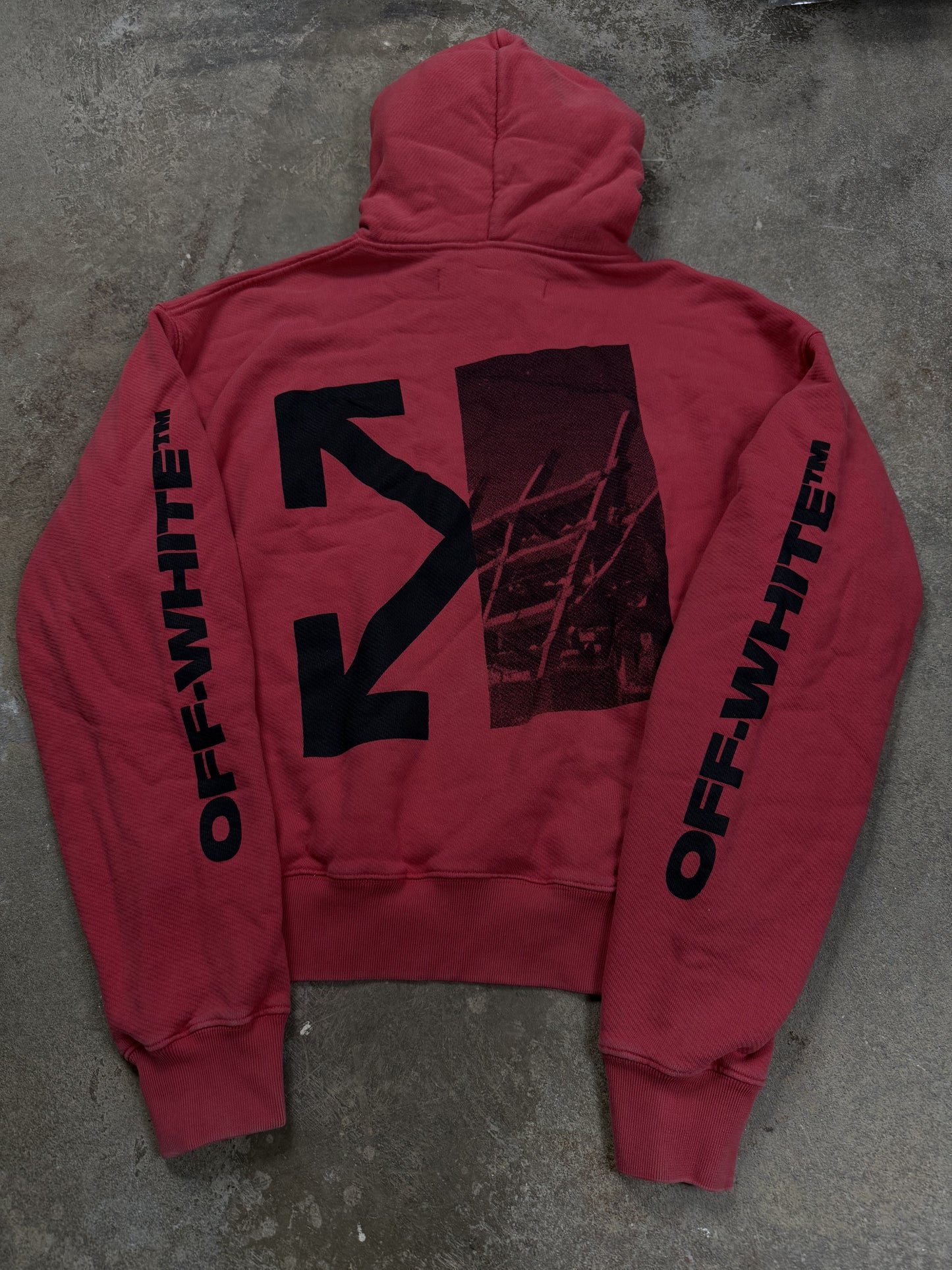 Off White Hoodie Black Red Used Medium