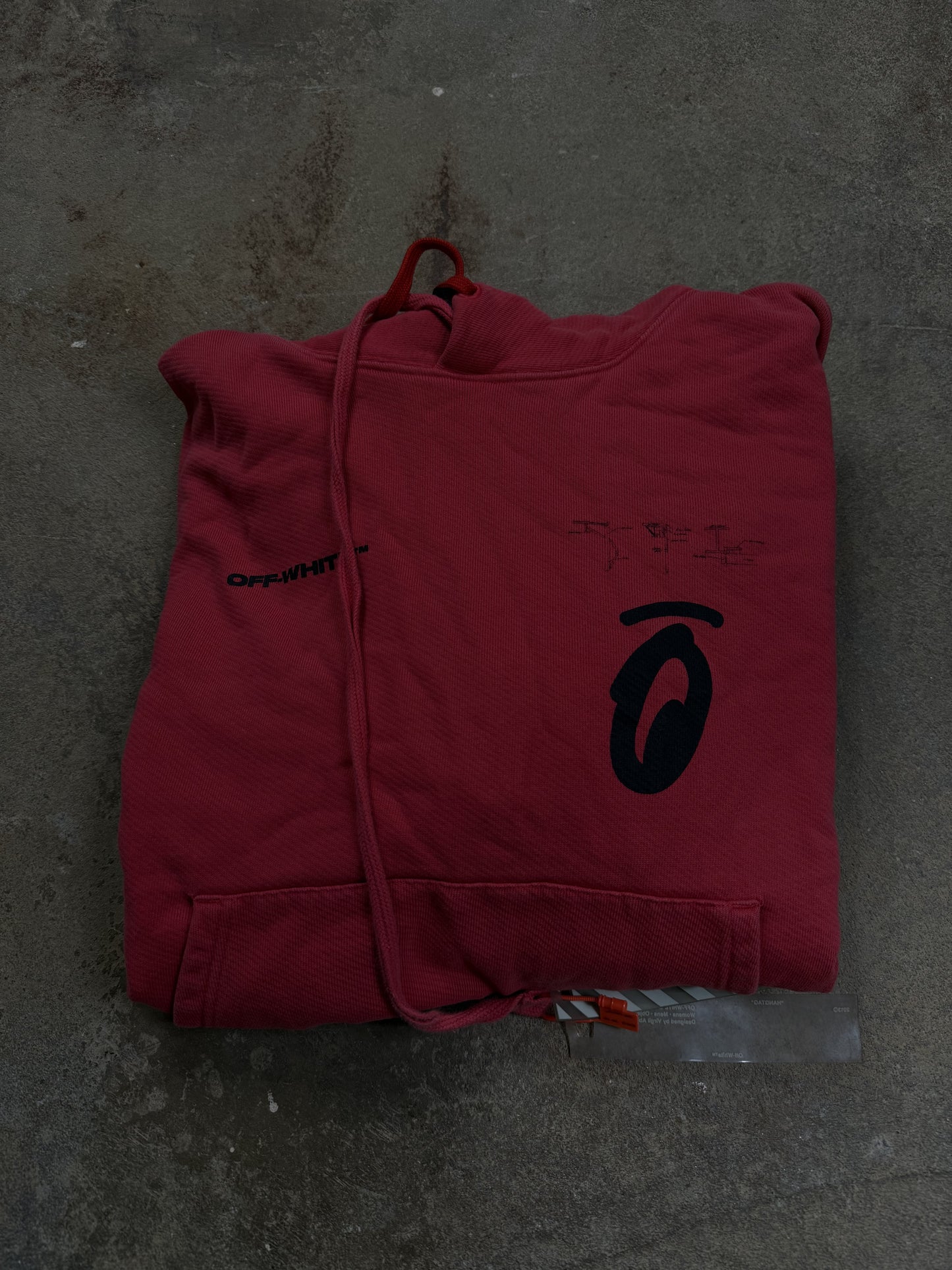 Off White Hoodie Black Red Used Medium