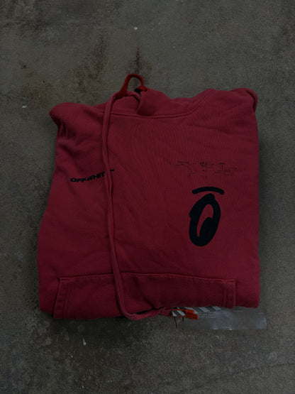 Off White Hoodie Black Red Used Medium