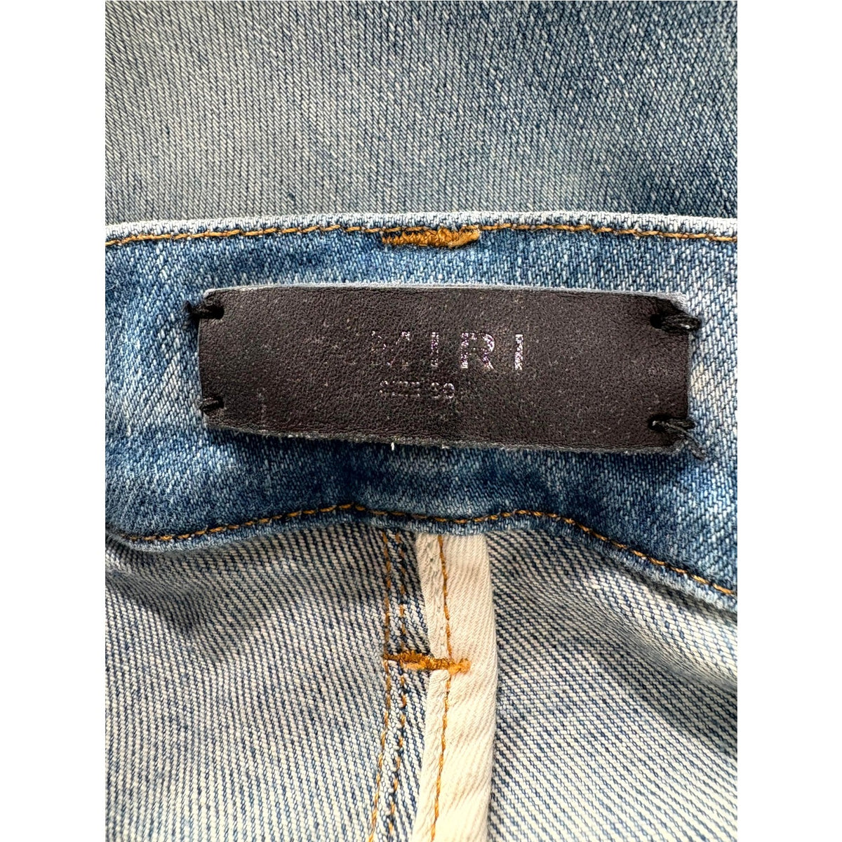 Amiri Quilted Blue Patch Light Wash Jeans