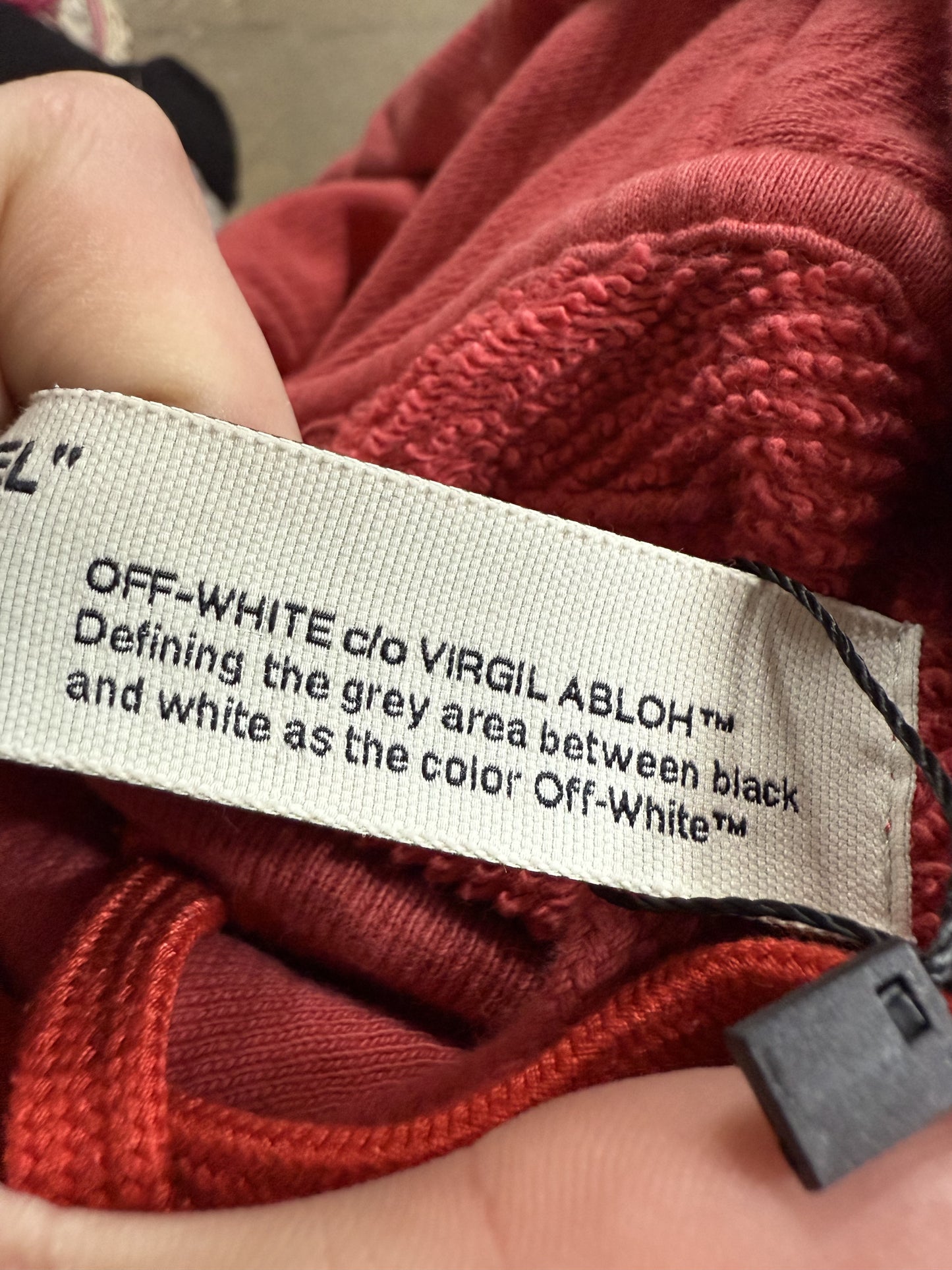 Off White Hoodie Black Red Used Medium