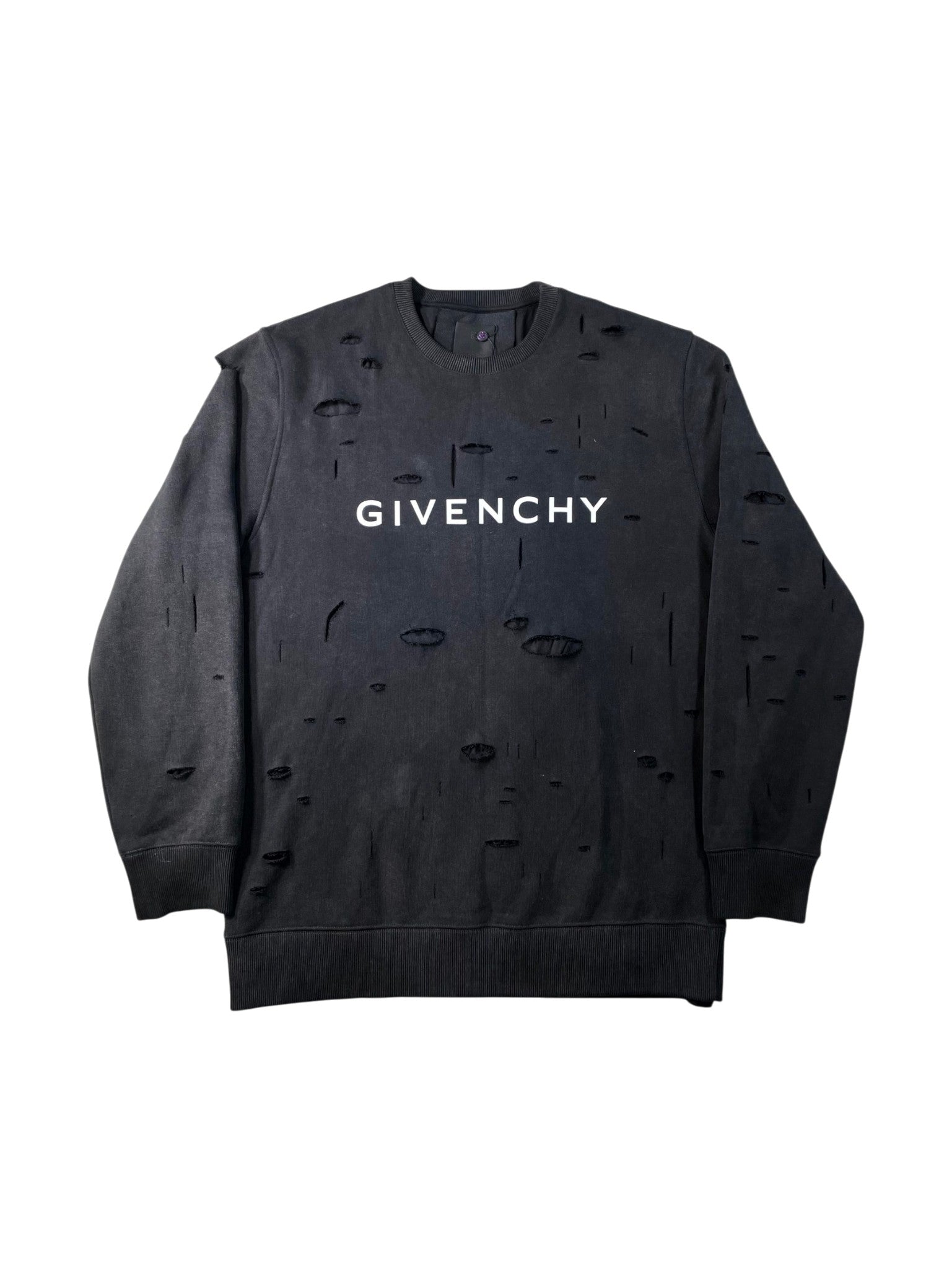 Givenchy Distressed Crewneck Black Wash Sweatshirt