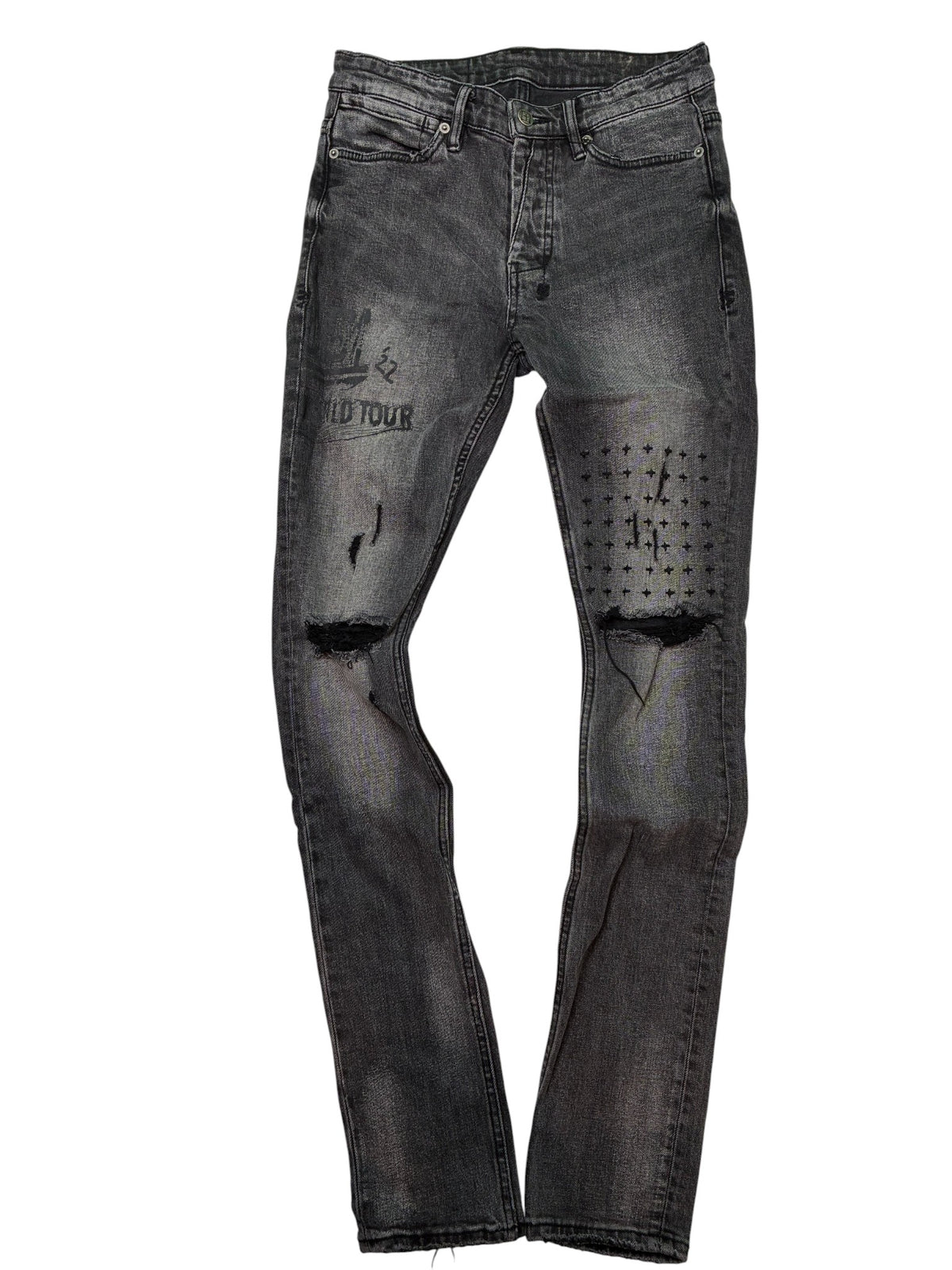 Purple Brand Grey Wash Writing Jeans