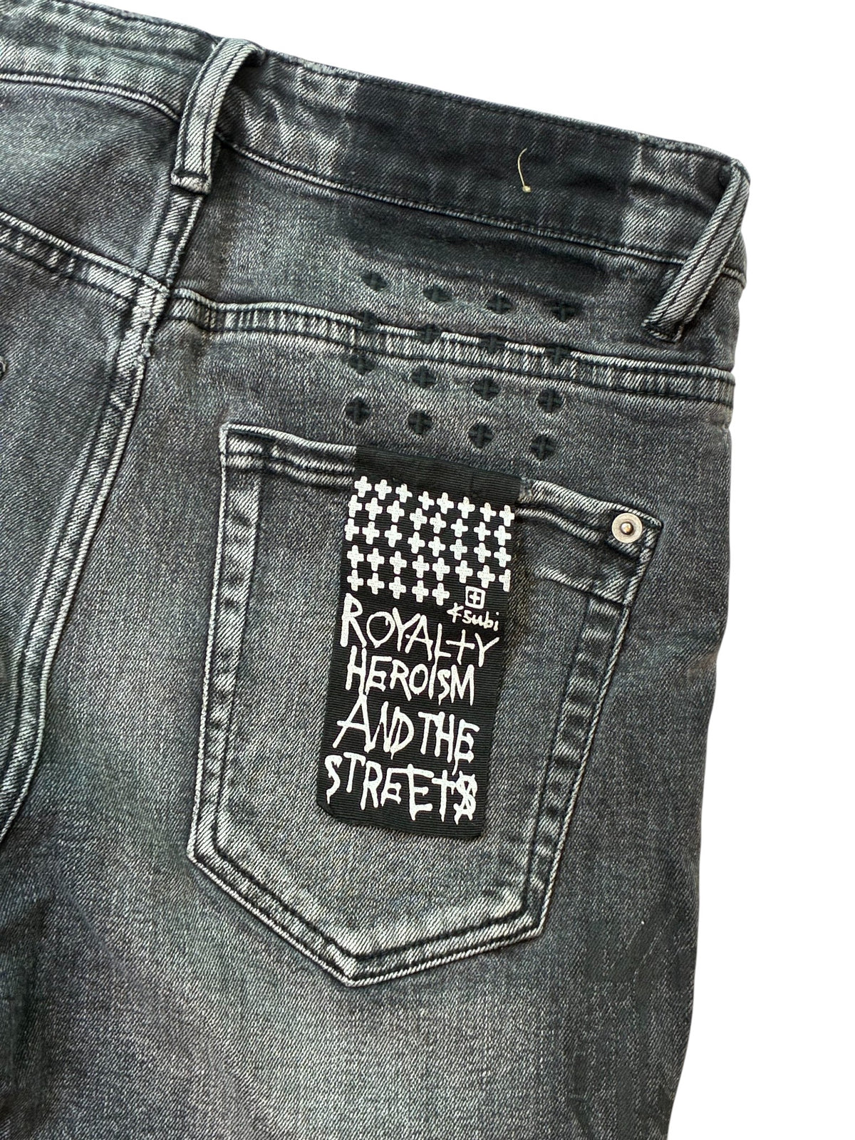 Purple Brand Grey Wash Writing Jeans