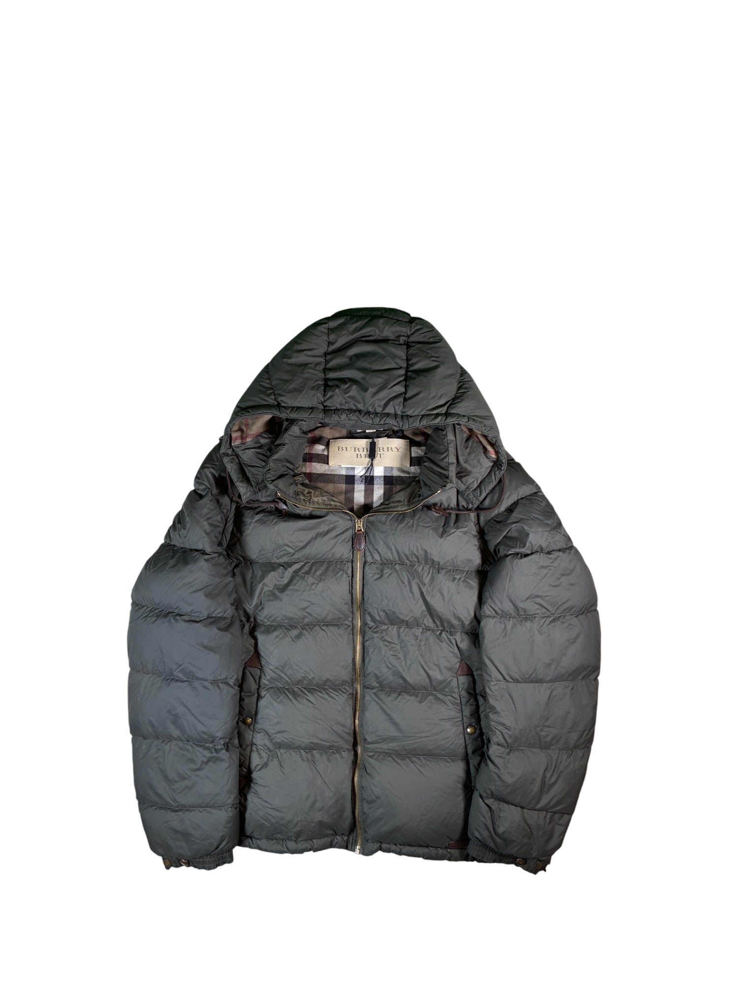 Burberry Olive Detachable Sleeve Hooded Puffer Jacket