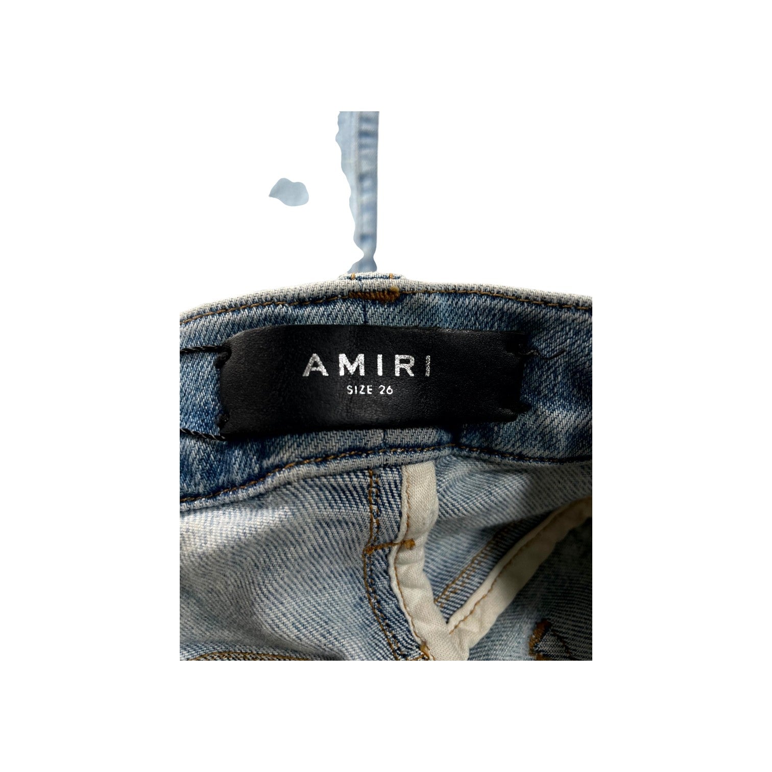 Amiri Splatter Swarovski Patch Light Wash Jeans