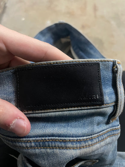 Amiri MX1 Light Wash Blue Paisley Patch Used 34
