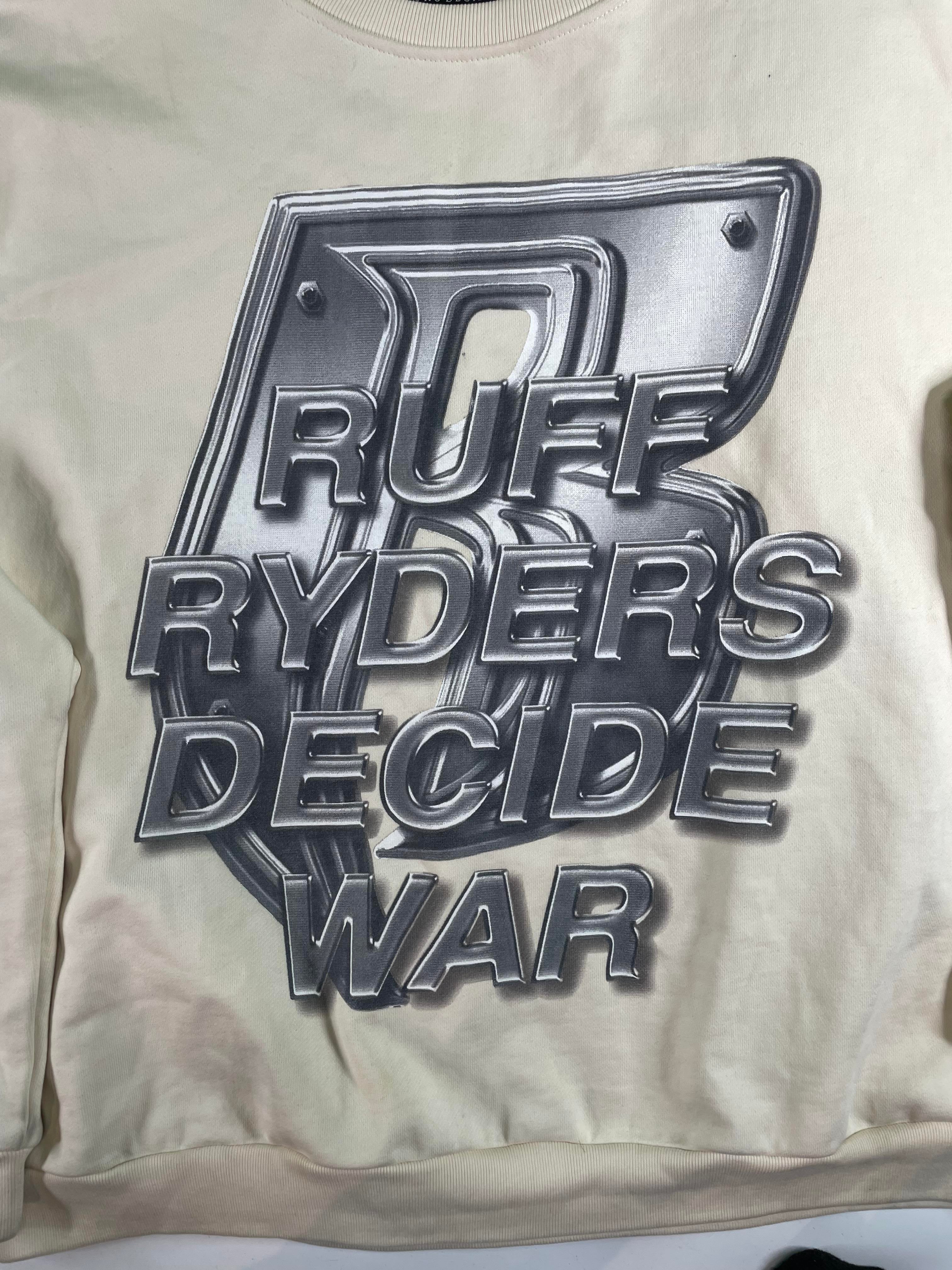 Who Decides War Ruff Ryders Cream Crewneck