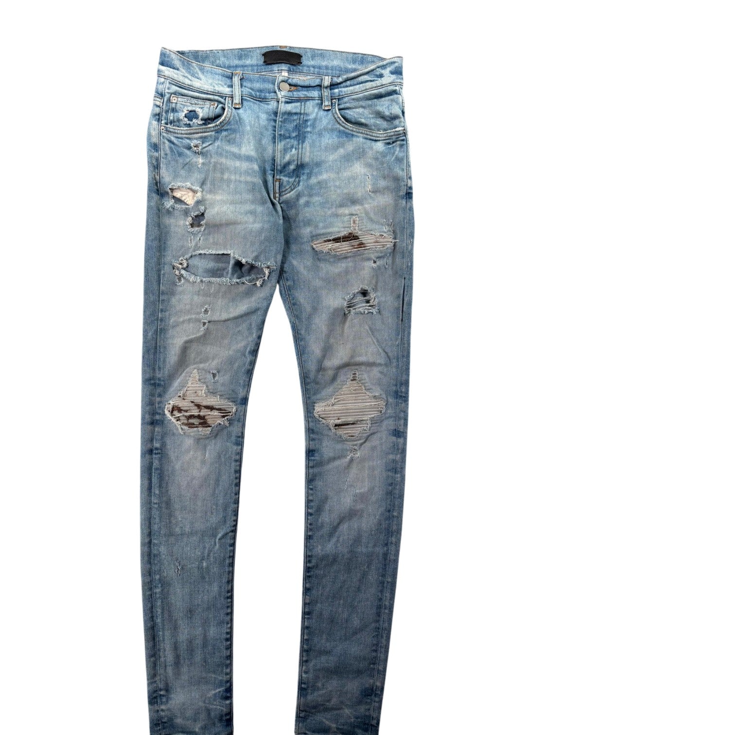 Amiri "MX1" Marble Patch Light Wash Jeans
