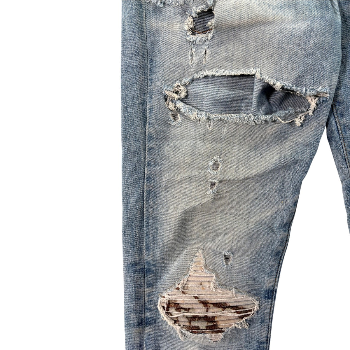 Amiri "MX1" Marble Patch Light Wash Jeans