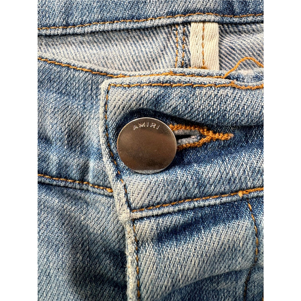 Amiri "MX1" Marble Patch Light Wash Jeans