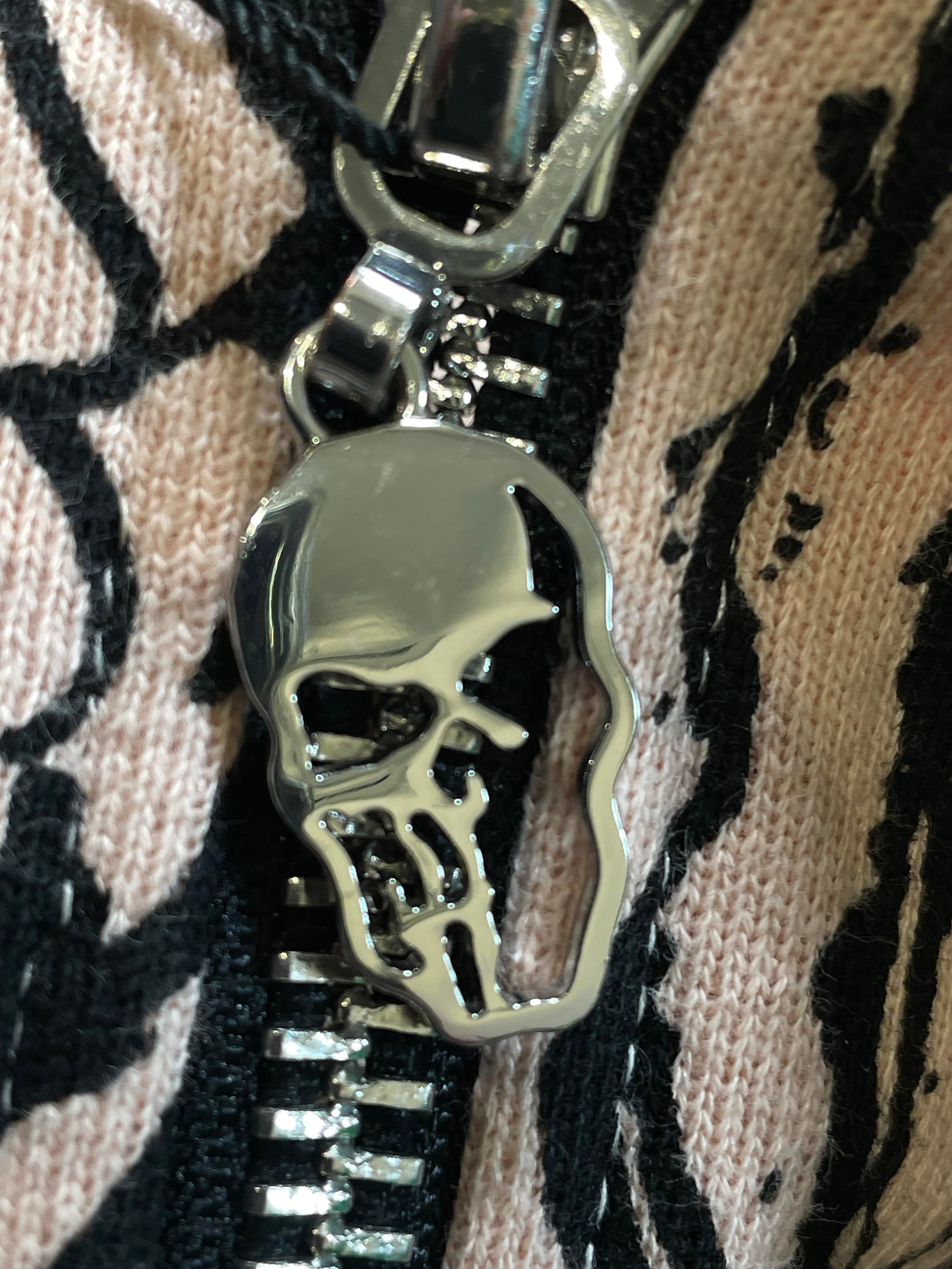 Warren Lotas Skull Pile Black & Cream Zip Up
