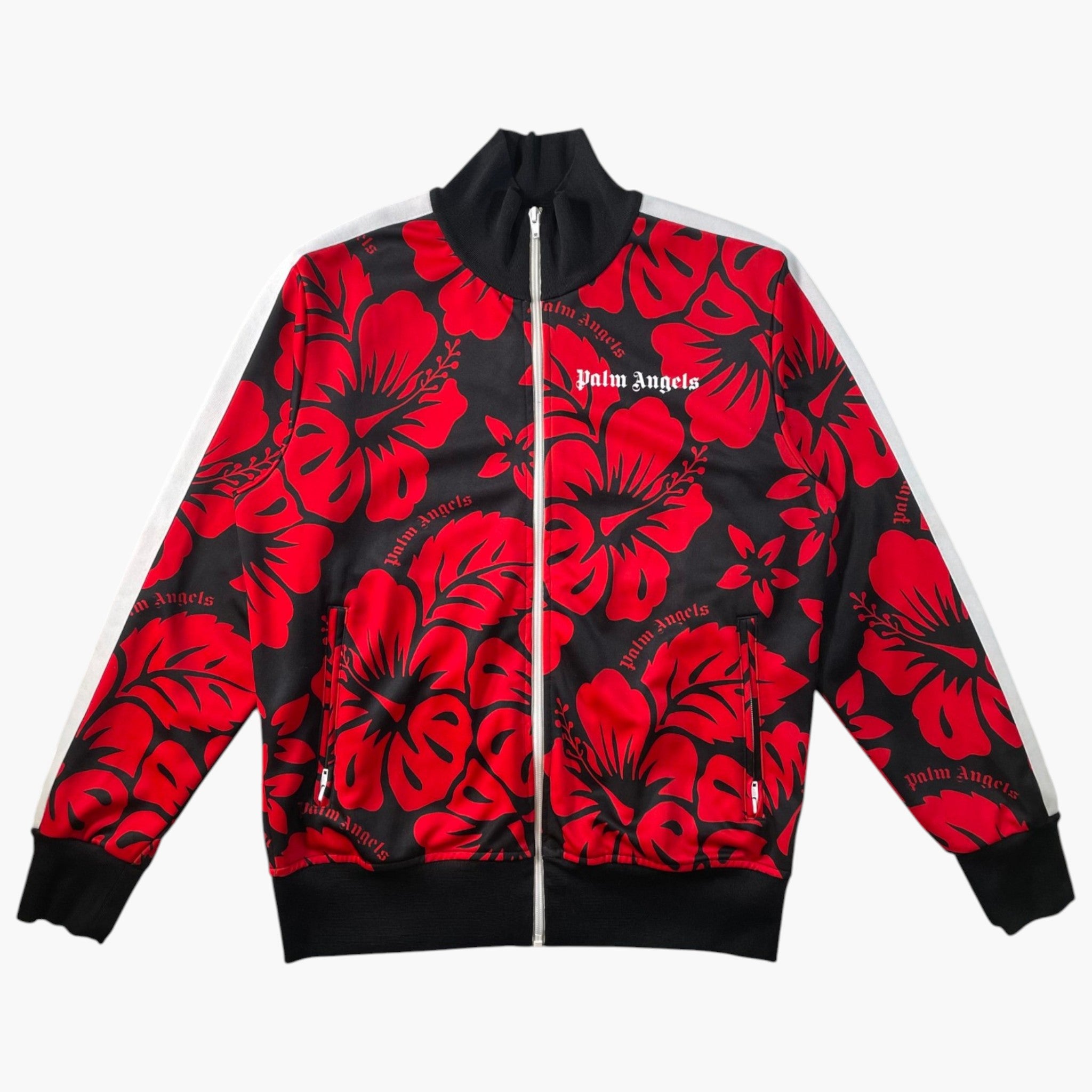 Palm Angels Floral Stripe Black & Red Track Jacket