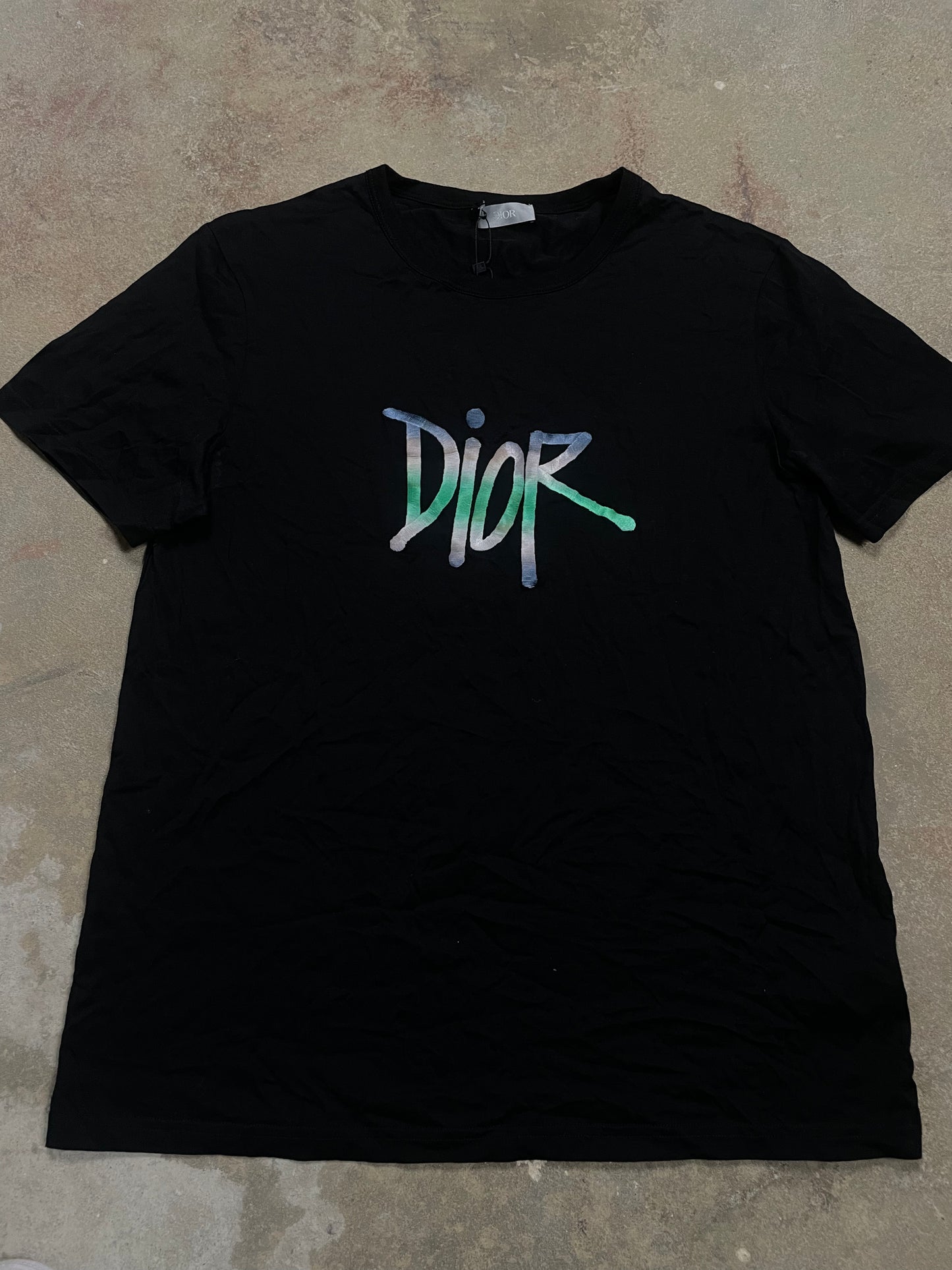 Dior Embroidered Tee Black Multi Used Large