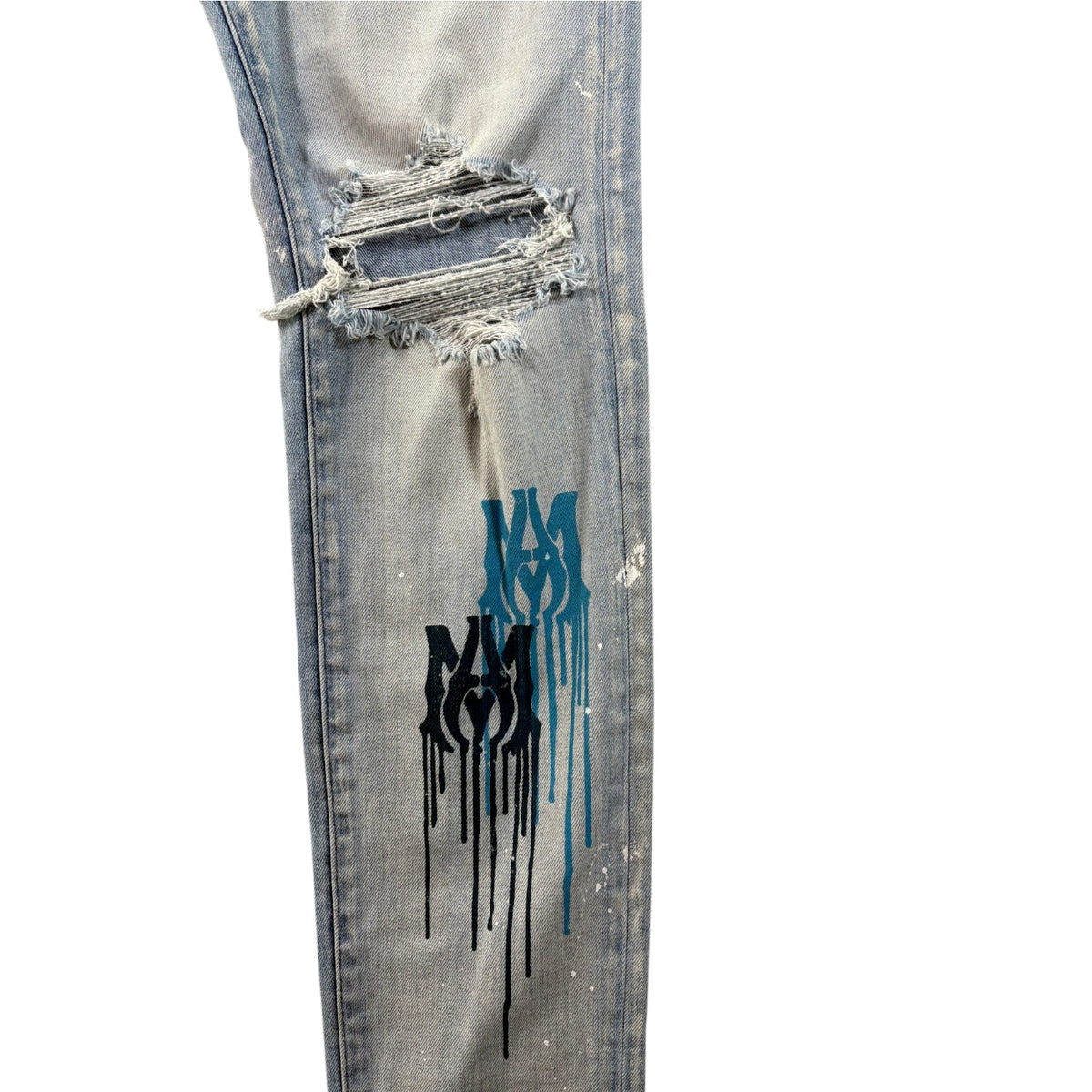 Amiri MA Paint Drip Light Wash Jeans
