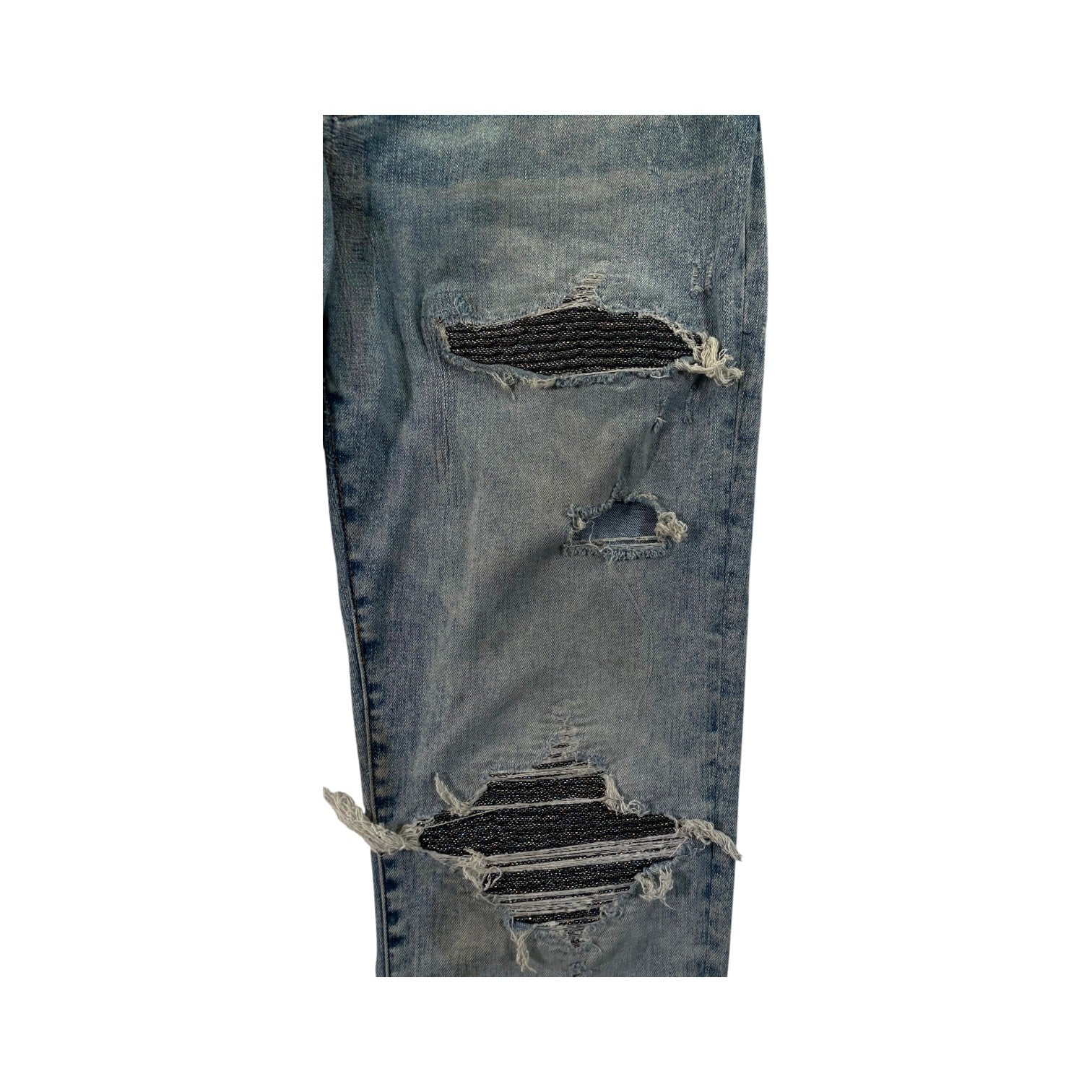 Amiri "MX1" Iridescent Patch Light Wash Jeans